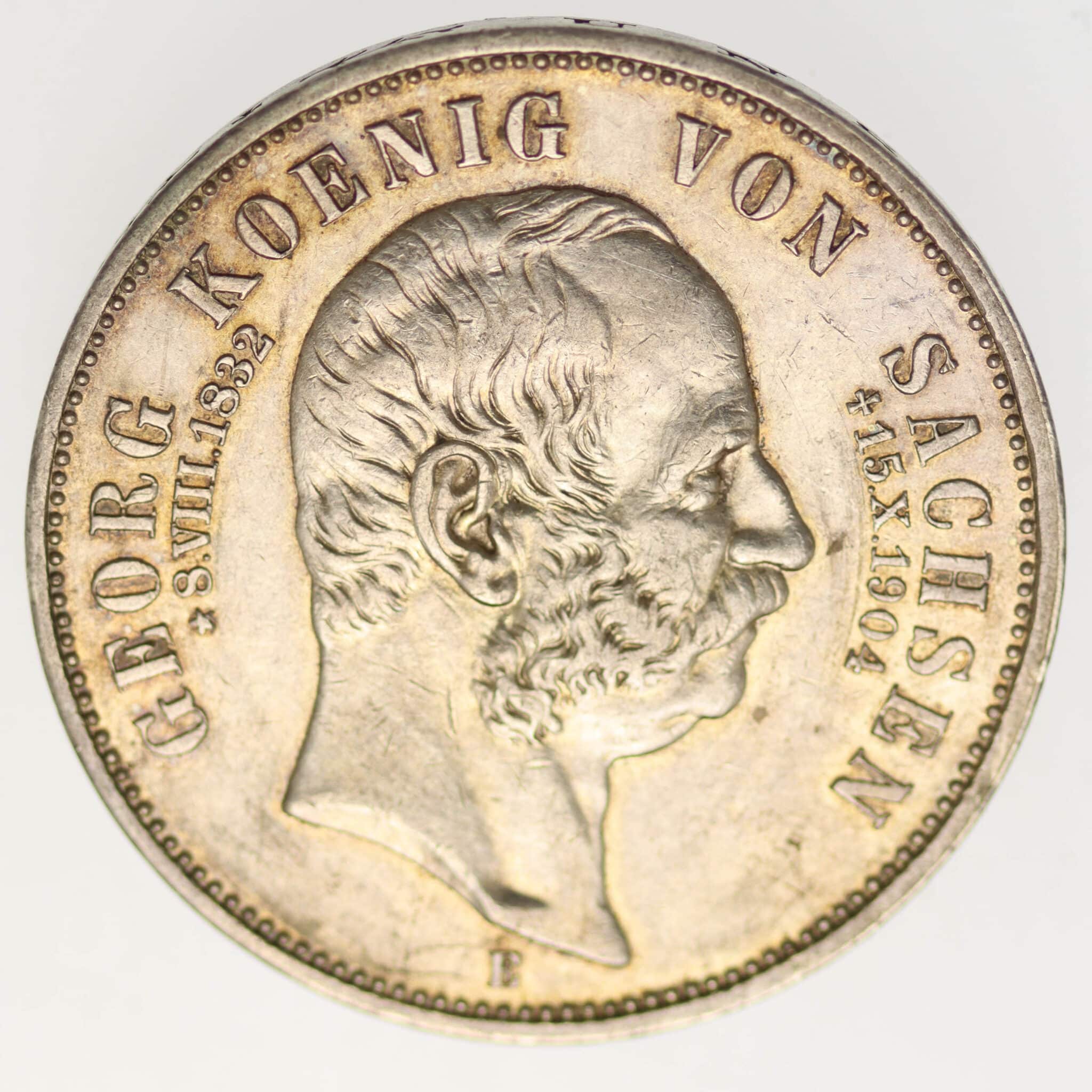 deutsches-kaiserreich-ab-1871-deutsche-silbermuenzen - Sachsen Georg 5 Mark 1904