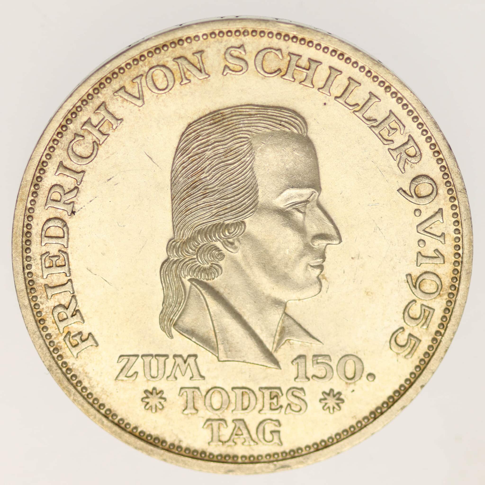 brd-deutsche-silbermuenzen - BRD 5 Mark 1955 von Schiller