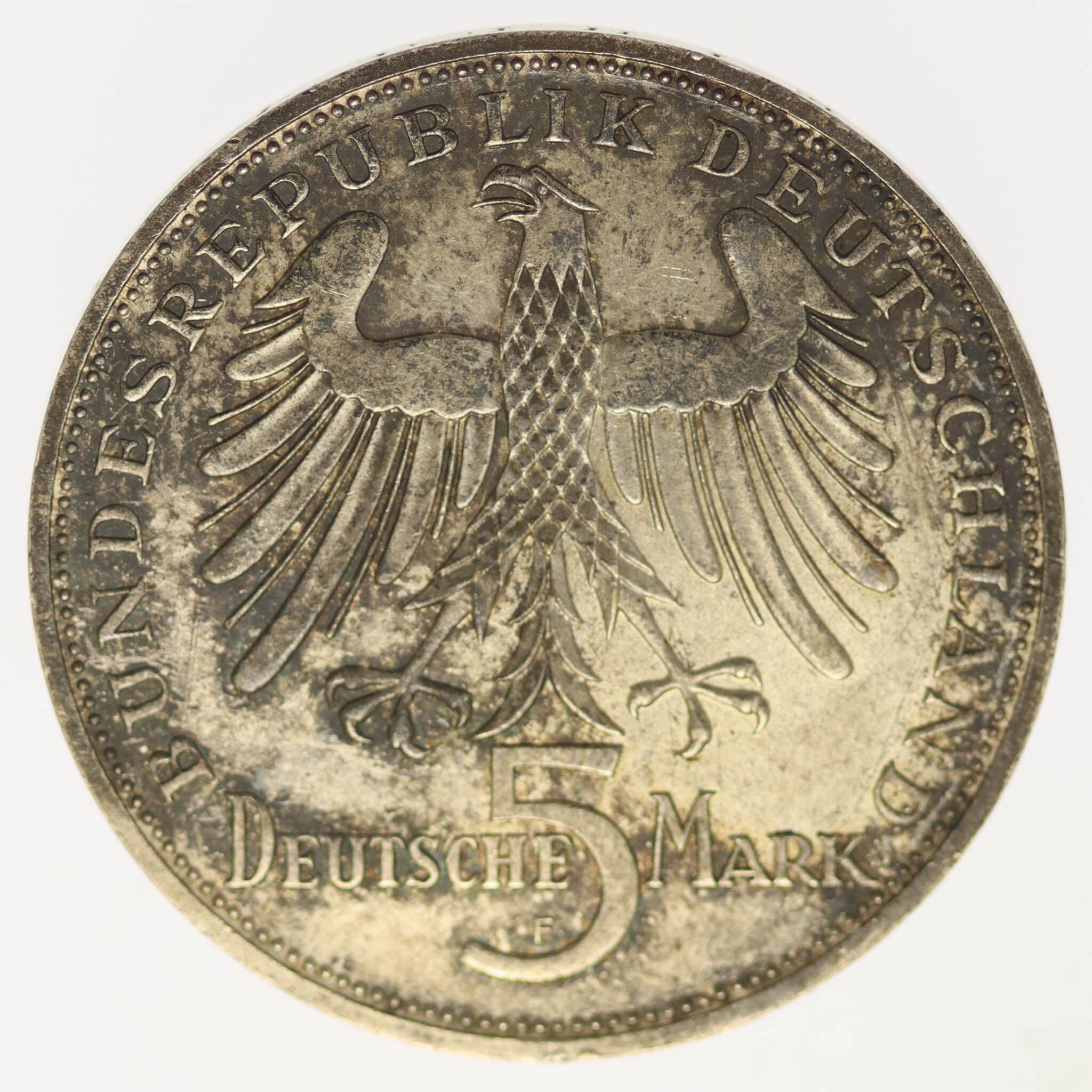 brd-deutsche-silbermuenzen - BRD 5 Mark 1955 von Schiller