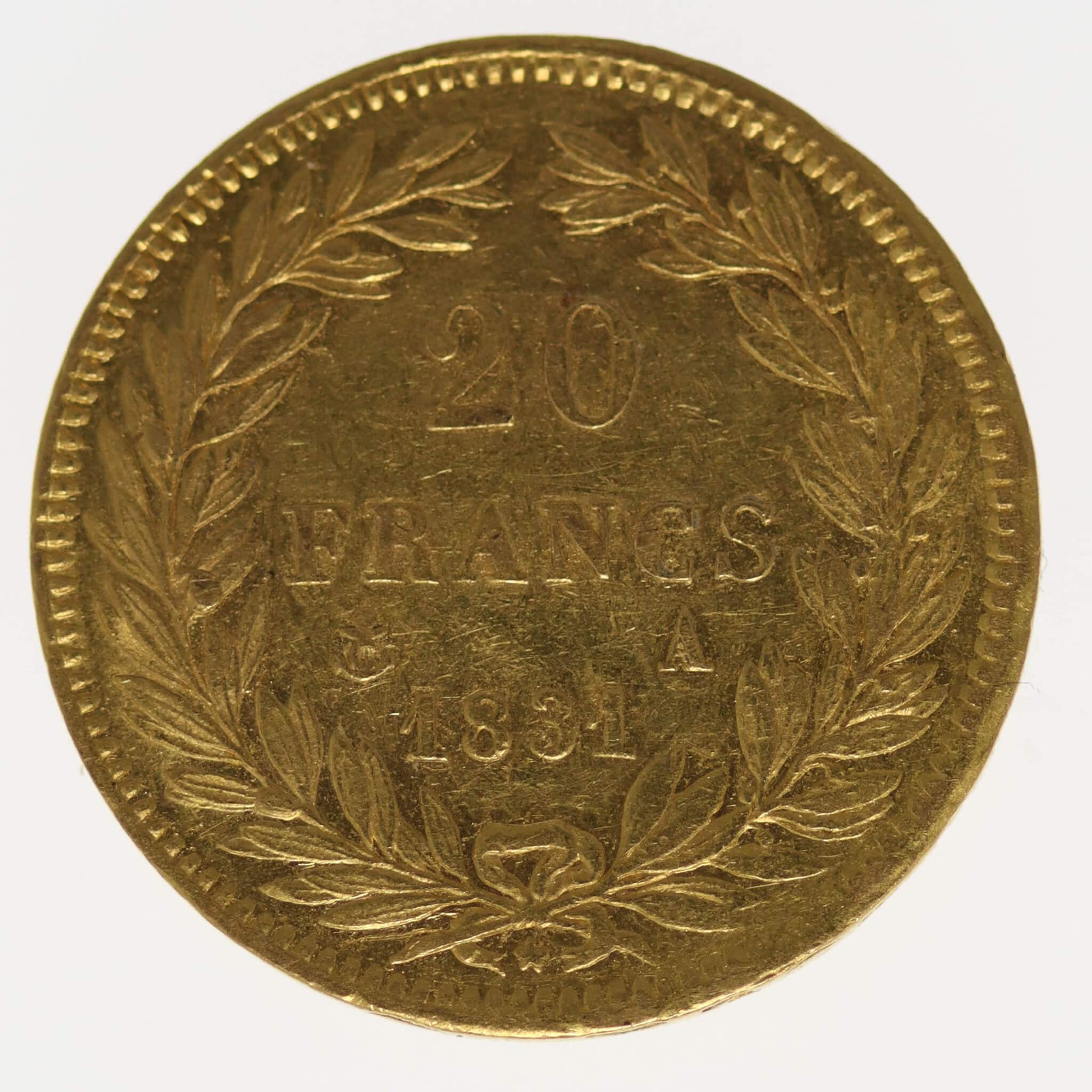 frankreich - Frankreich Louis Philippe I. 20 Francs 1831 A