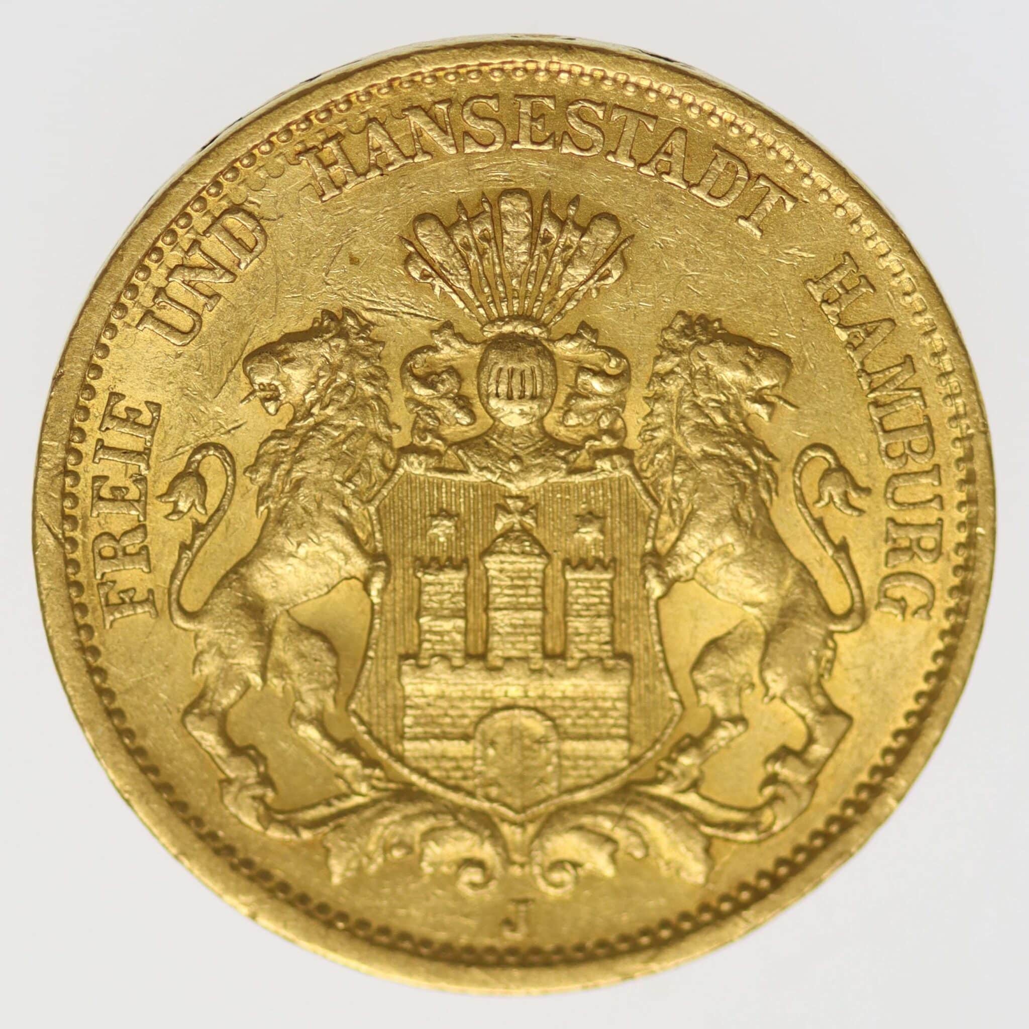 deutsches-kaiserreich-ab-1871 - Hamburg Stadtwappen 20 Mark 1877