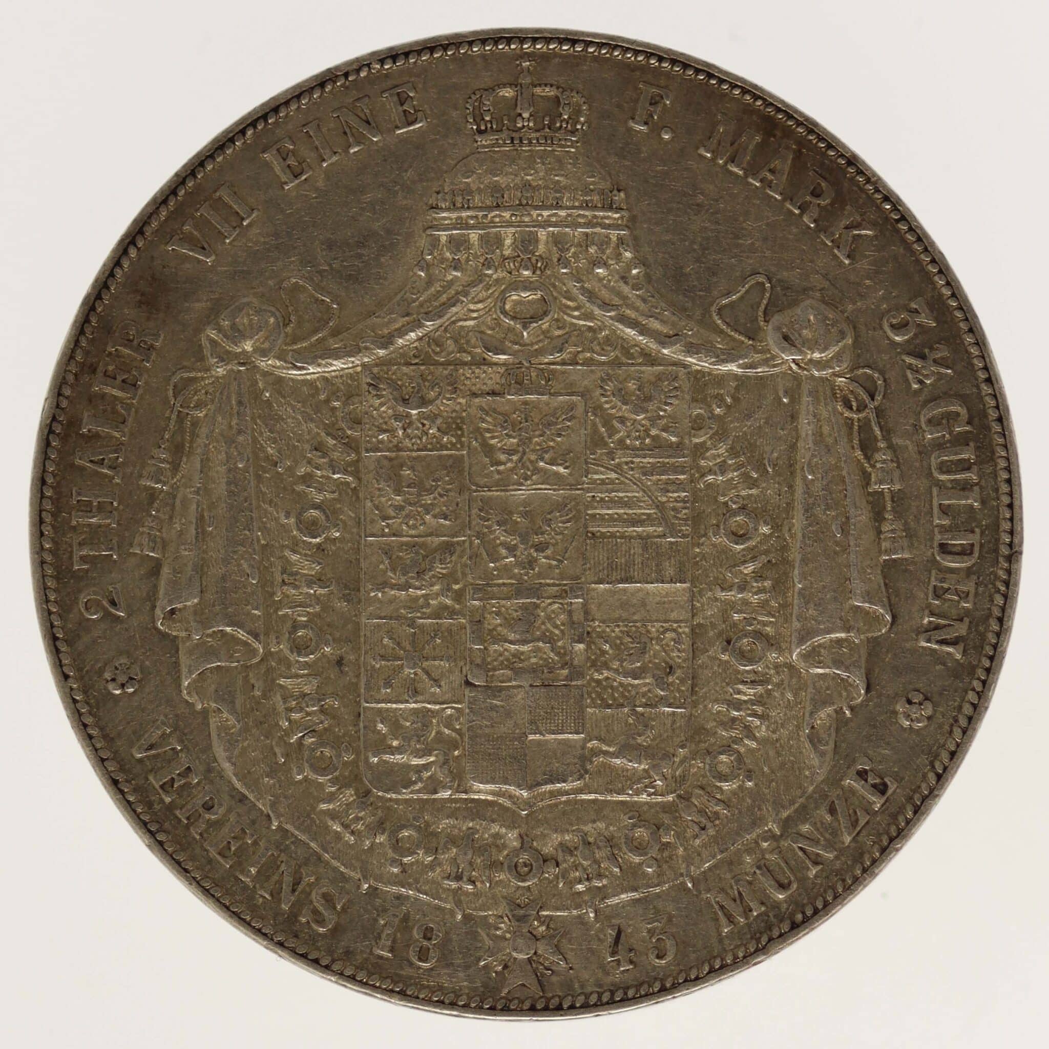 altdeutschland-deutsche-silbermuenzen - Preussen Friedrich Wilhelm IV. Doppeltaler 1843