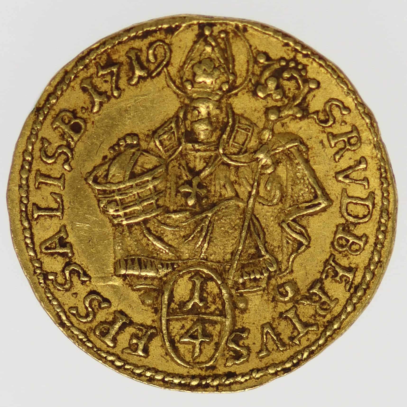 oesterreich - Habsburg Salzburg Erzbischof Franz Anton von Harrach 1/4 Dukat 1719
