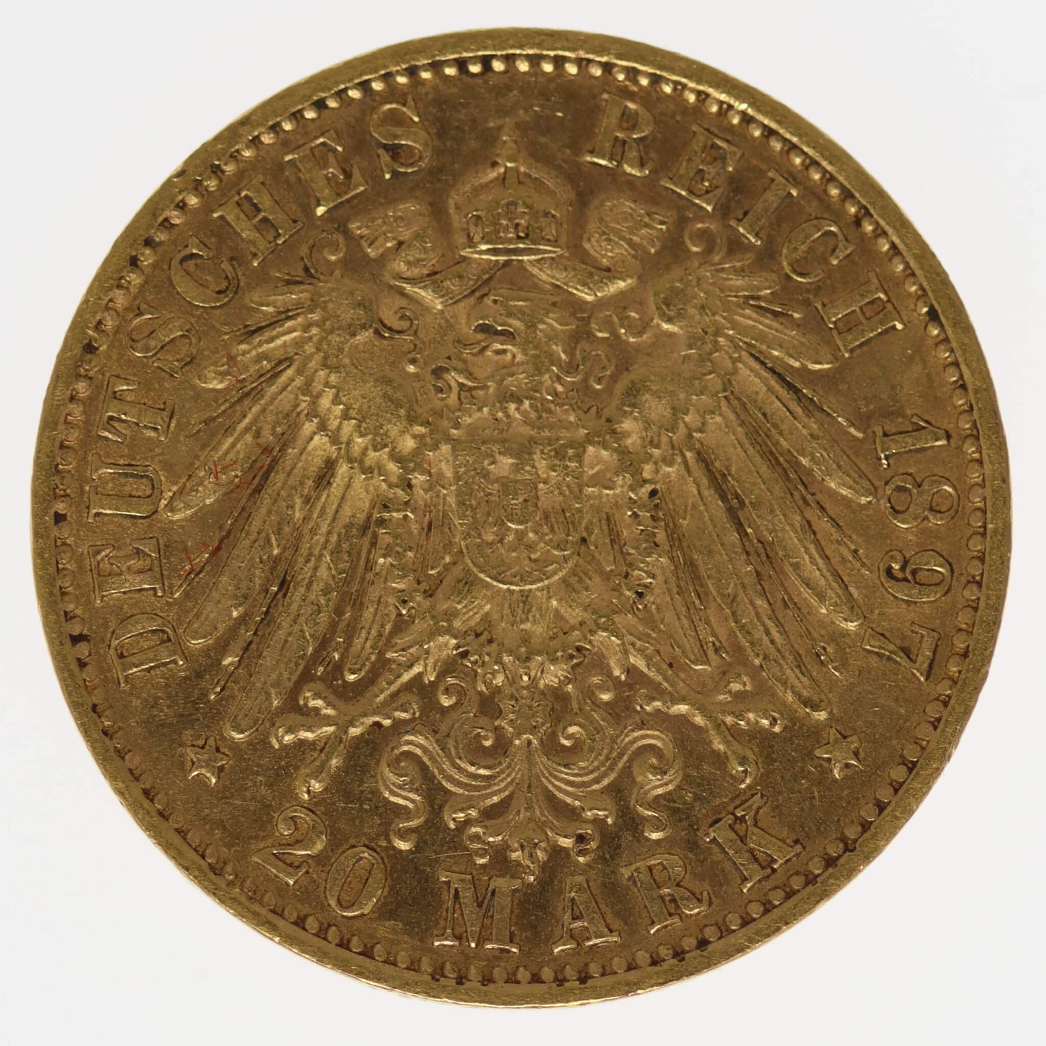 deutsches-kaiserreich-ab-1871 - Württemberg Wilhelm II. 20 Mark 1897