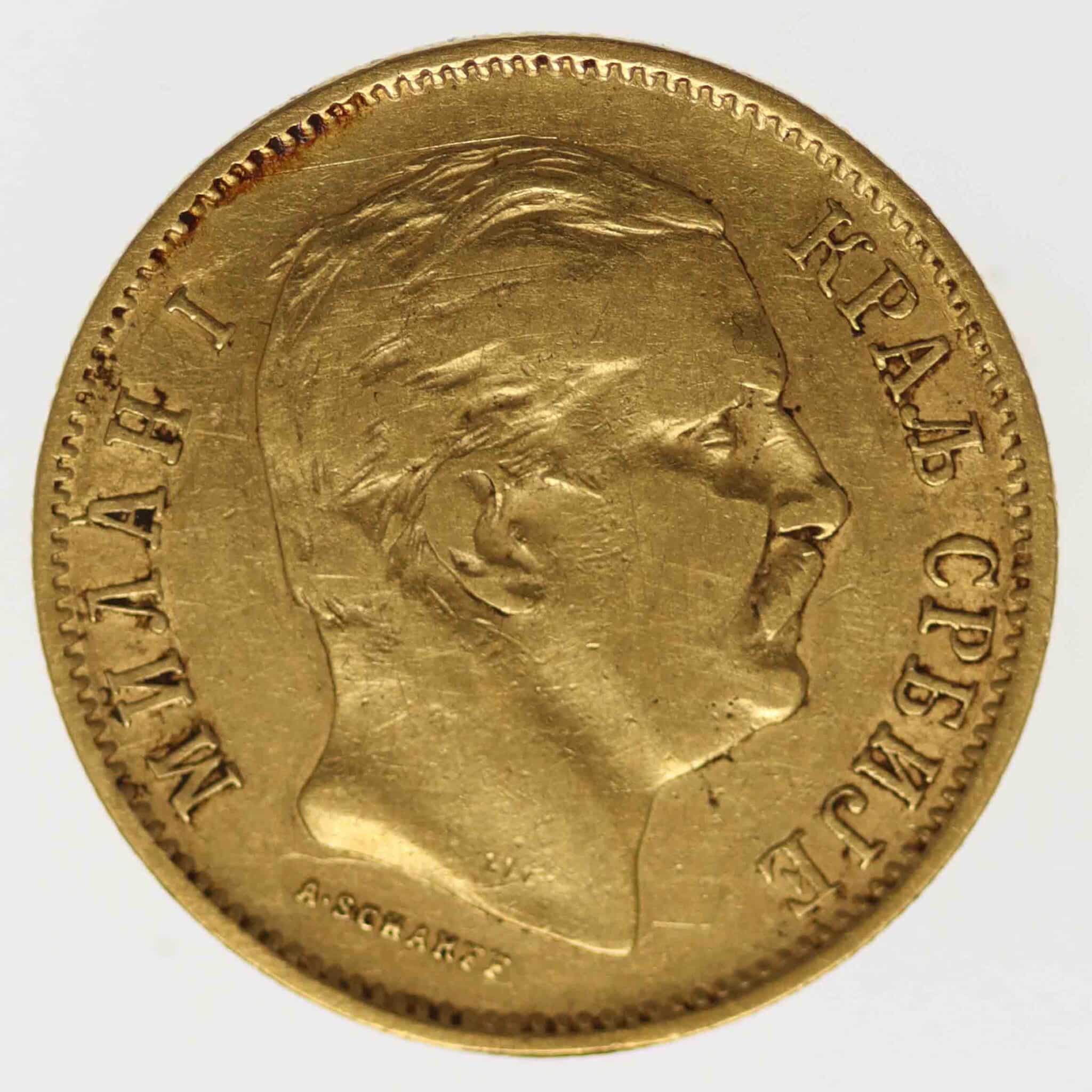 serbien - Serbien Milan I. 10 Dinara 1882