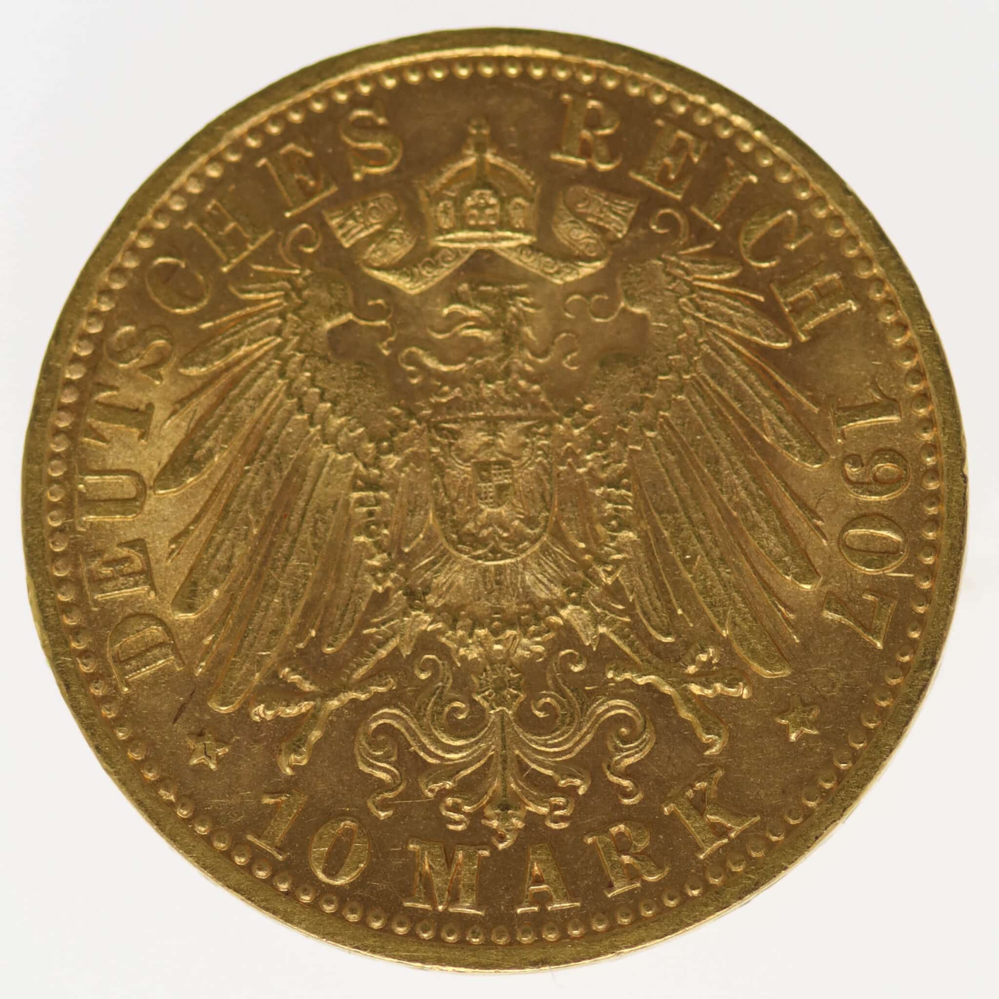 deutsches-kaiserreich-ab-1871 - Württemberg Wilhelm II. 10 Mark 1907