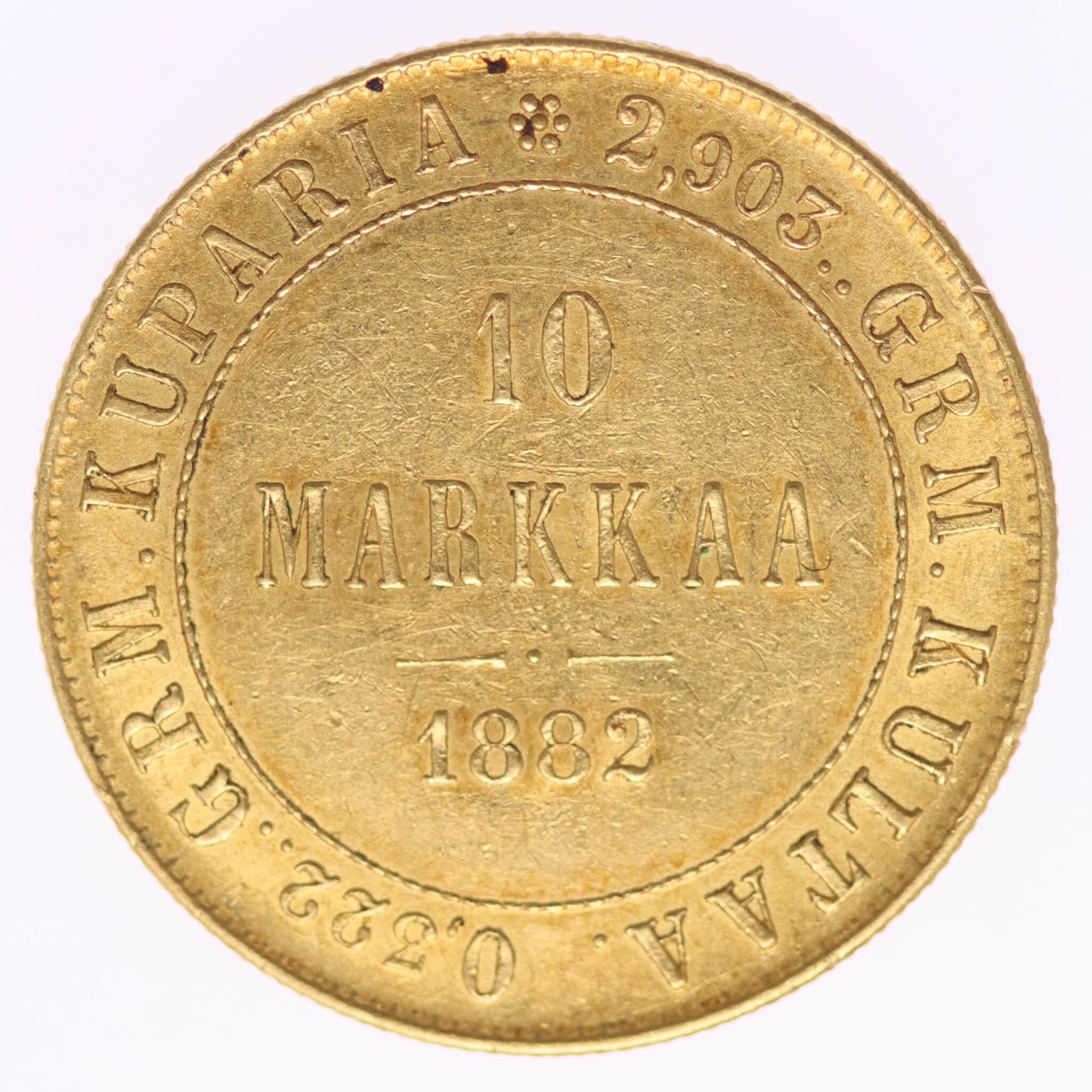 finnland - Finnland Alexander III. 10 Markkaa 1882