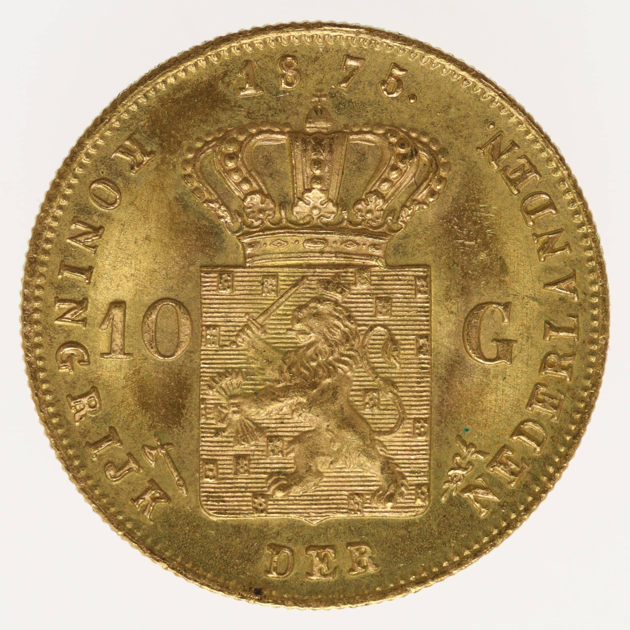 niederlande - Niederlande Wilhelm III. 10 Gulden 1875