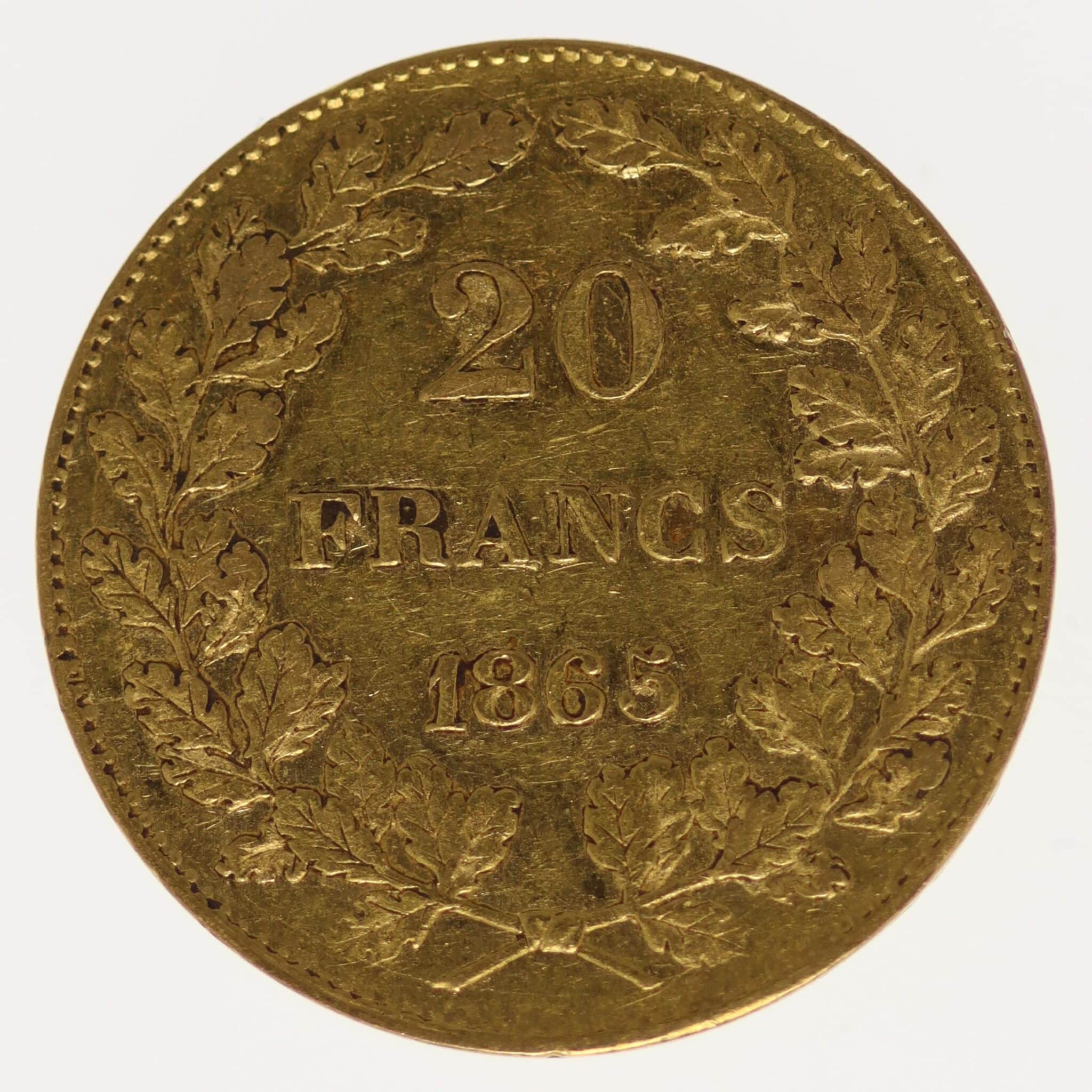 belgien - Belgien Leopold I. 20 Francs 1865