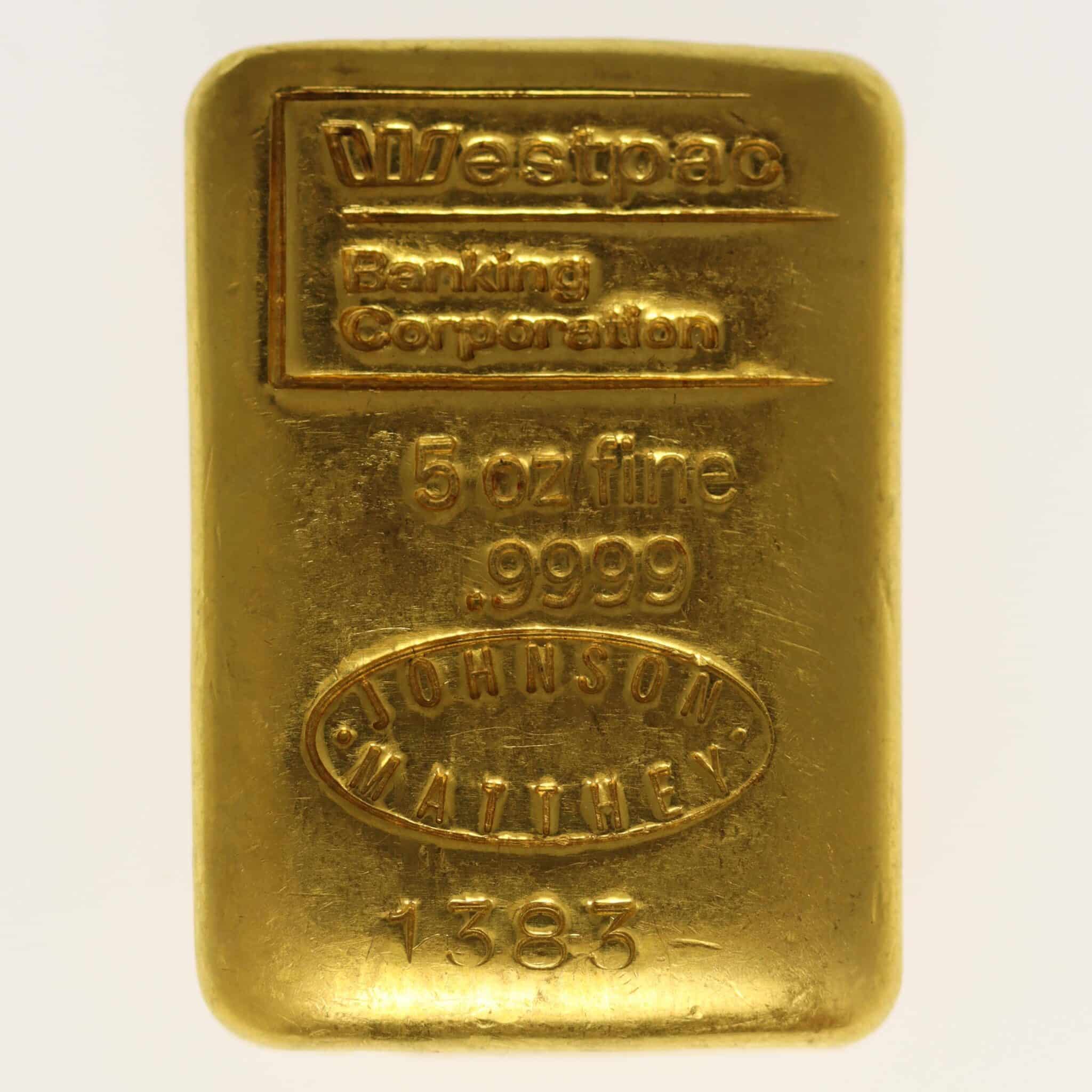 goldbarren - Goldbarren 5 OZ Johnson Matthey