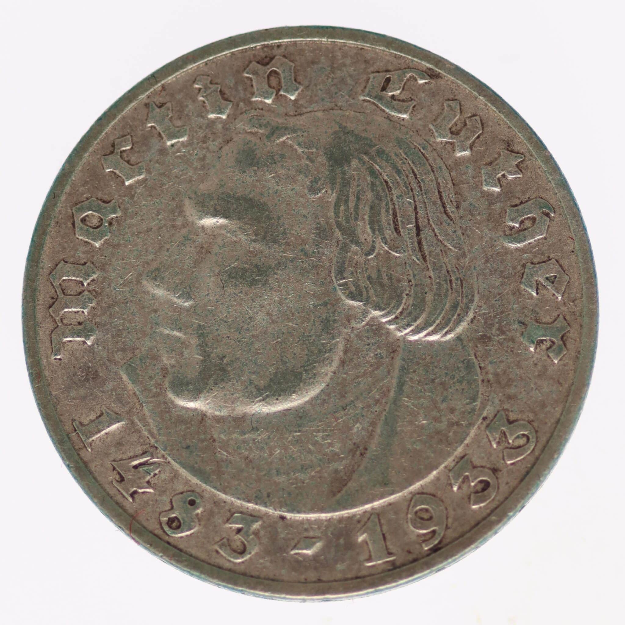 drittes-reich-deutsche-silbermuenzen - Drittes Reich 2 Reichsmark 1933 J Luther