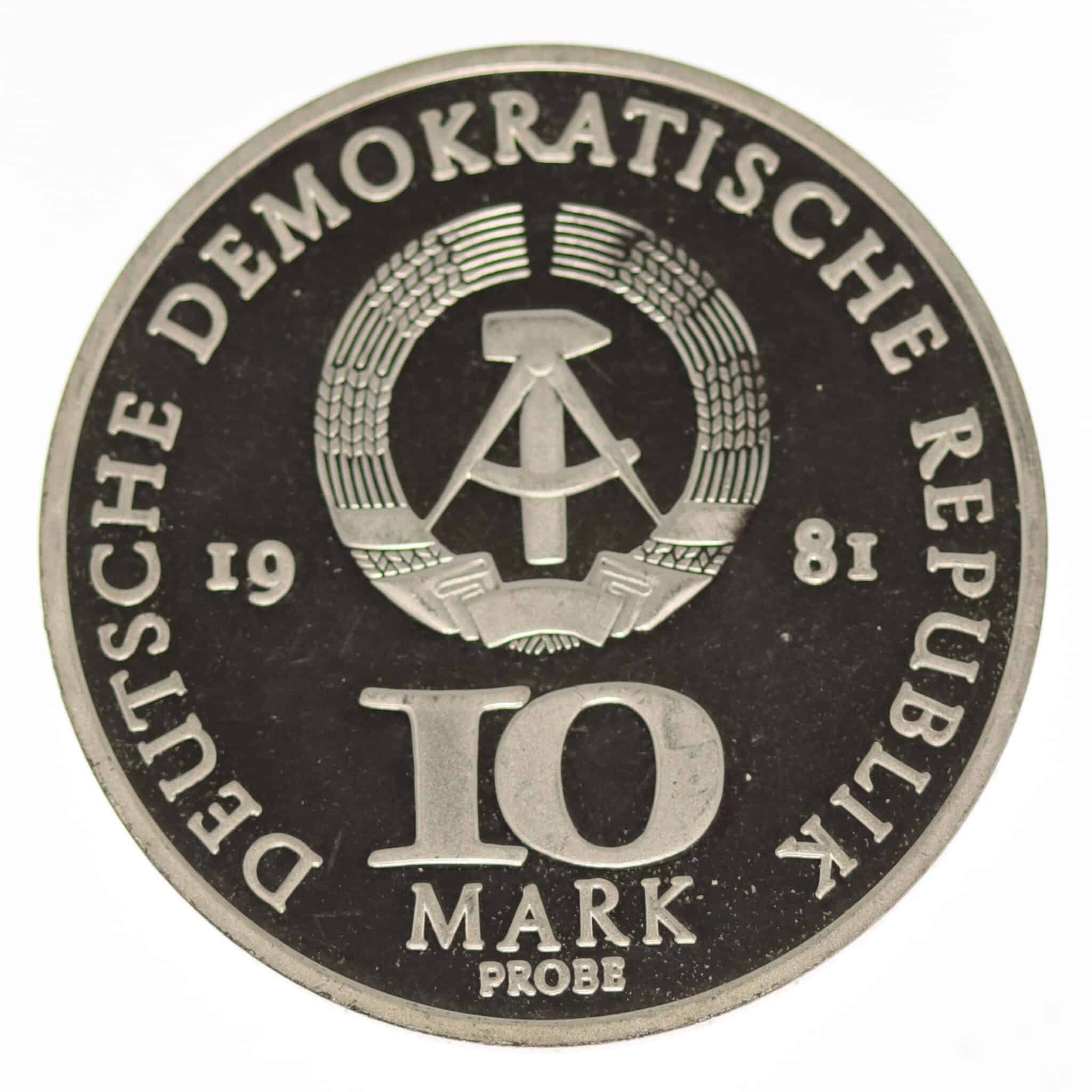 ddr-deutsche-silbermuenzen - DDR 10 Mark 1981 Probe