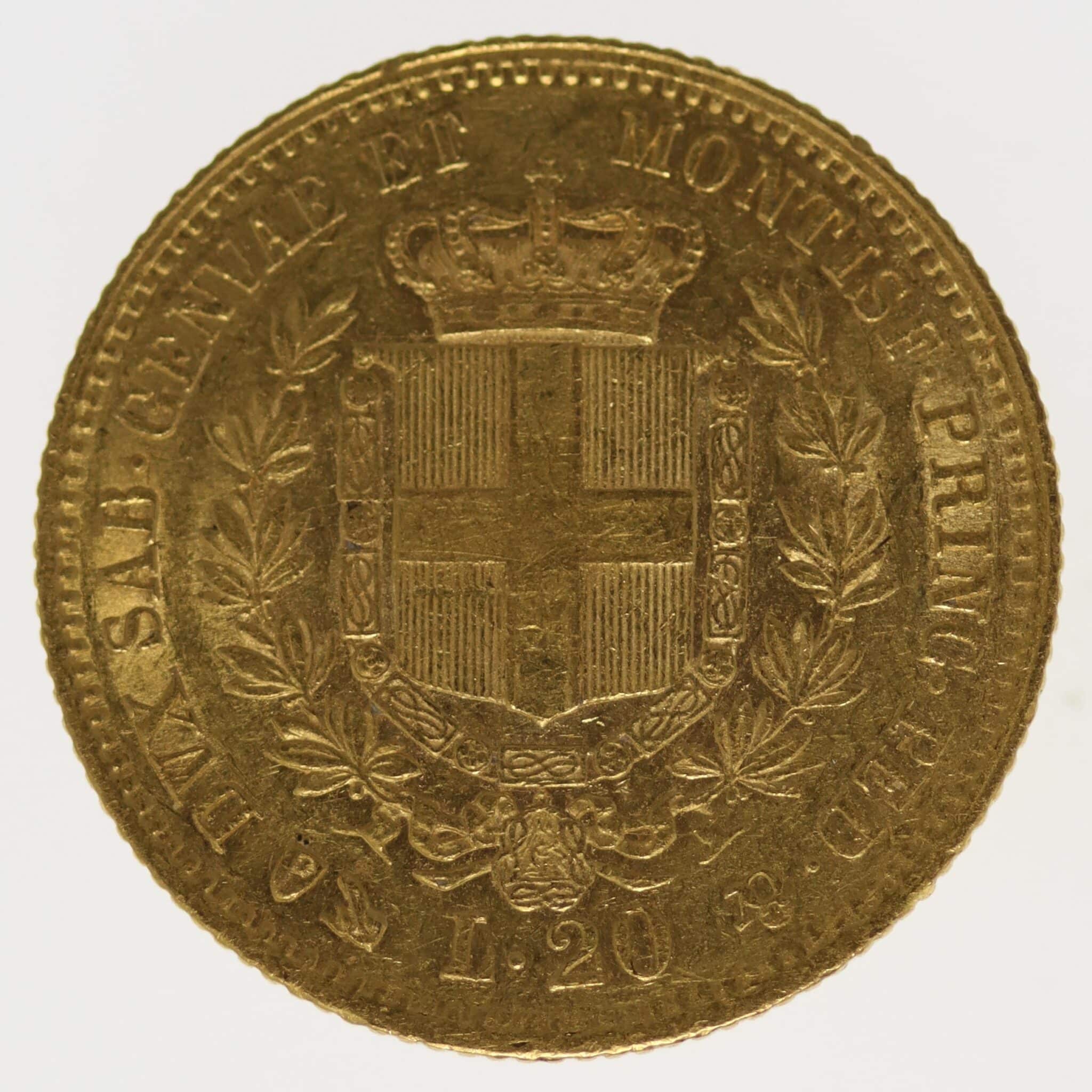 italien - Italien Sardinien Vittorio Emanuele II. 20 Lire 1858