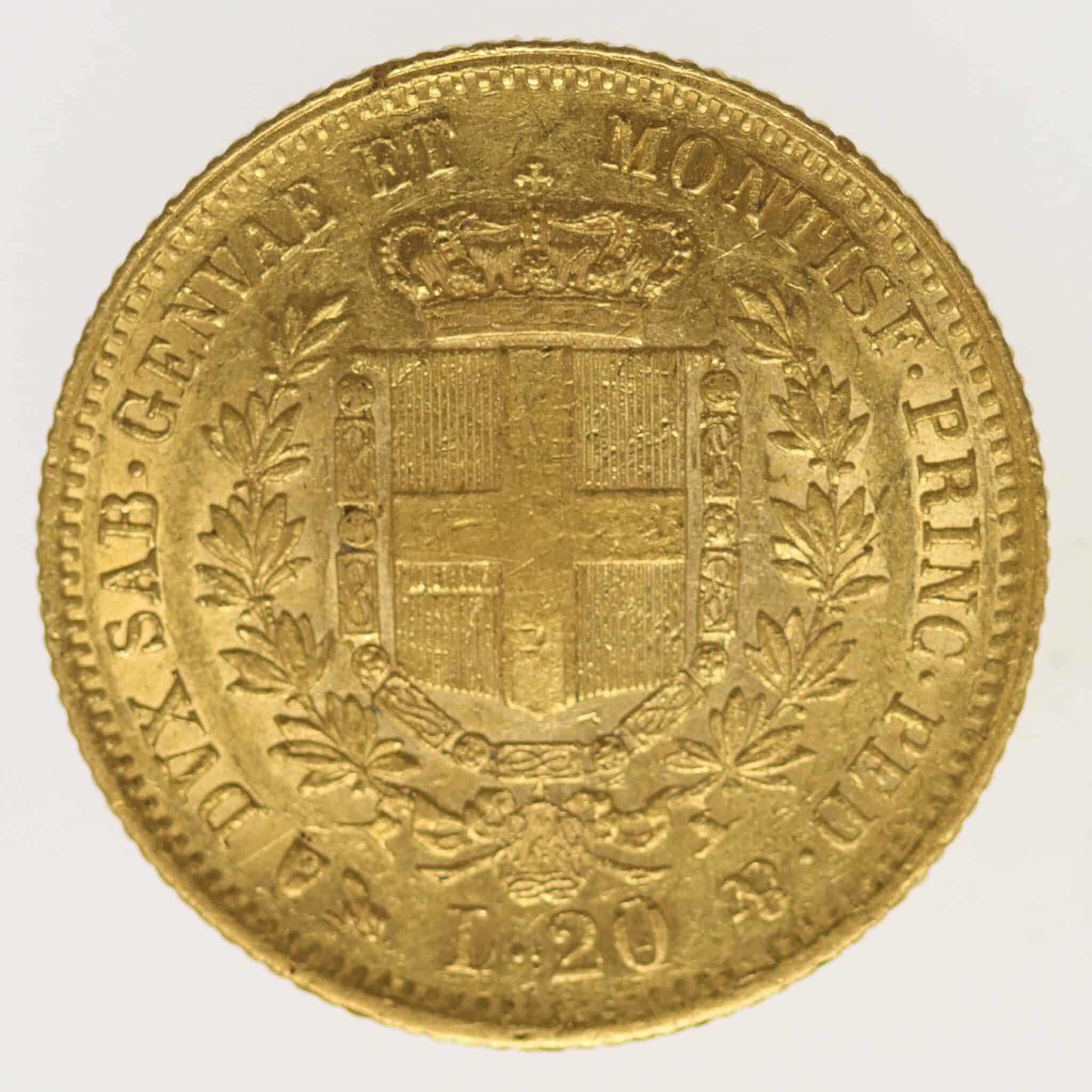 italien - Italien Sardinien Vittorio Emanuele II. 20 Lire 1858