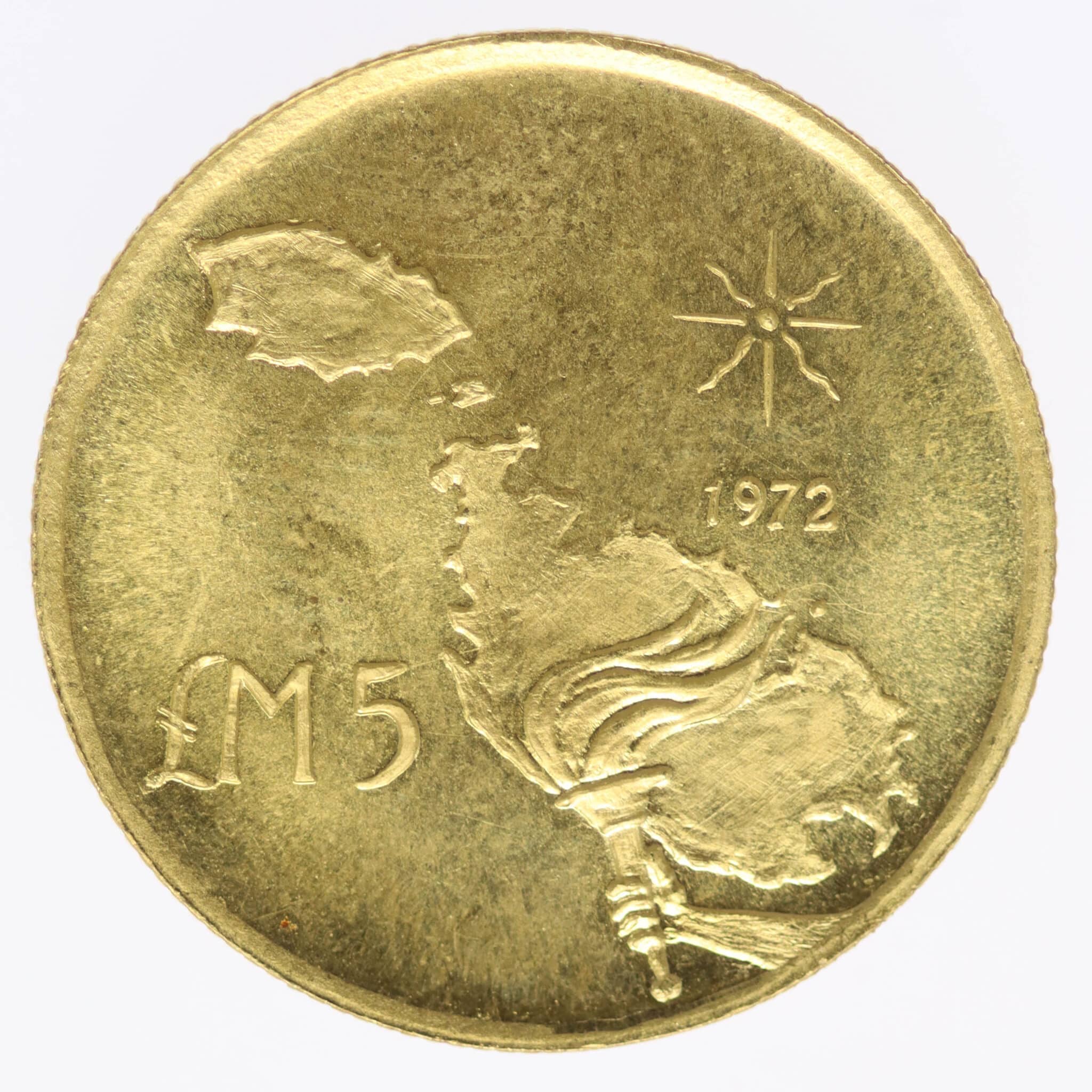 malta-goldmuenzen-uebriges-europa - Malta 5 Pounds 1972