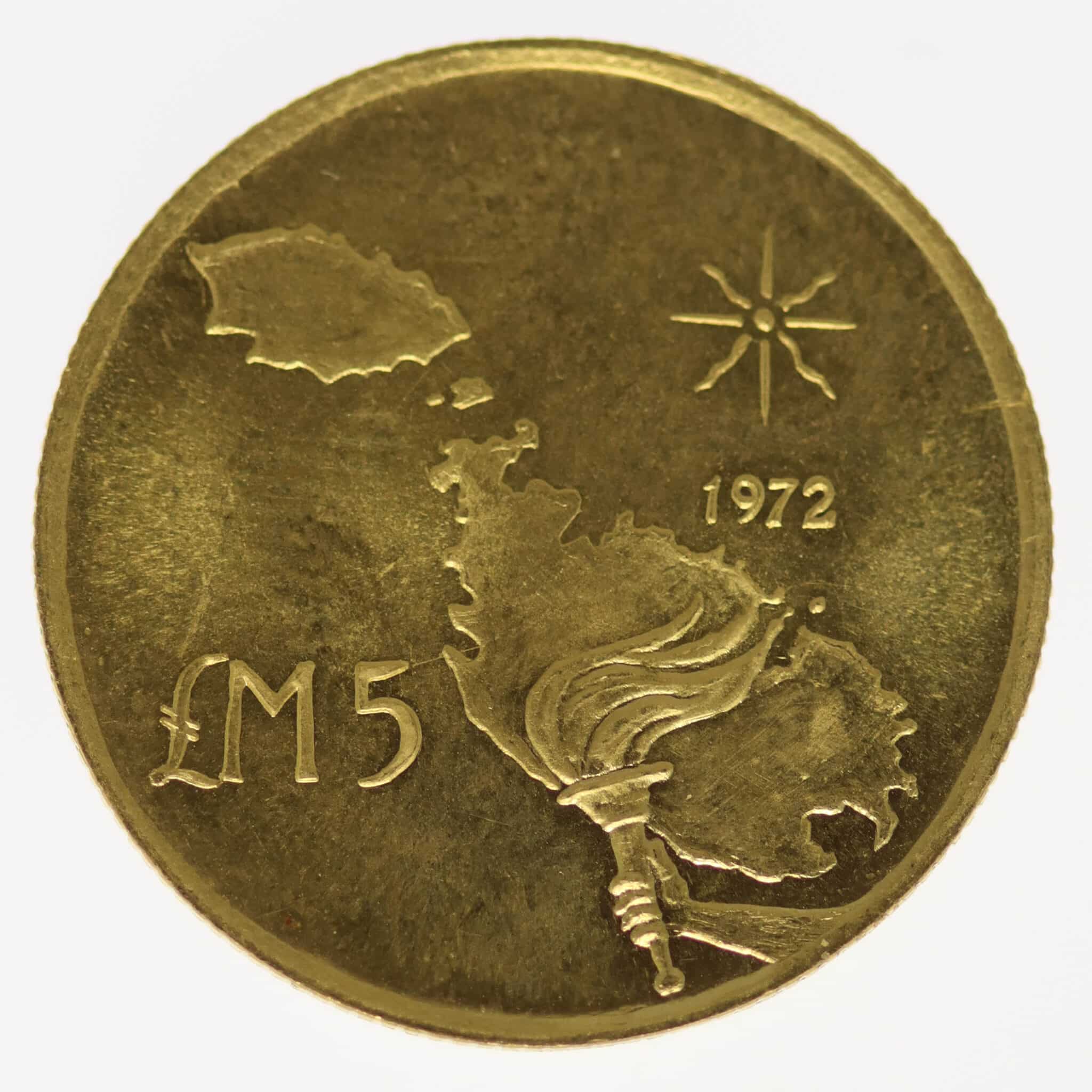 malta-goldmuenzen-uebriges-europa - Malta 5 Pounds 1972