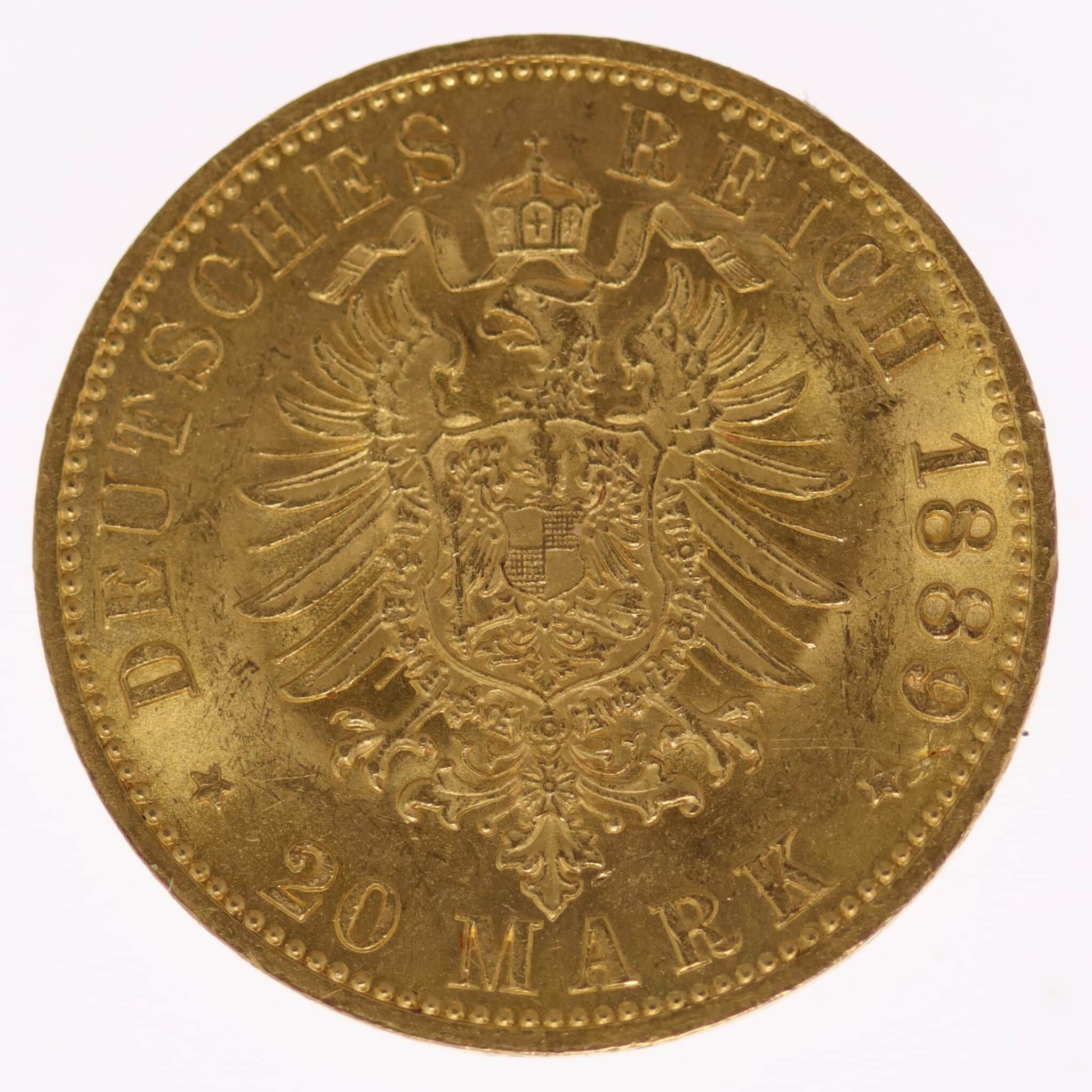 deutsches-kaiserreich-ab-1871 - Preussen Wilhelm II. 20 Mark 1889 A