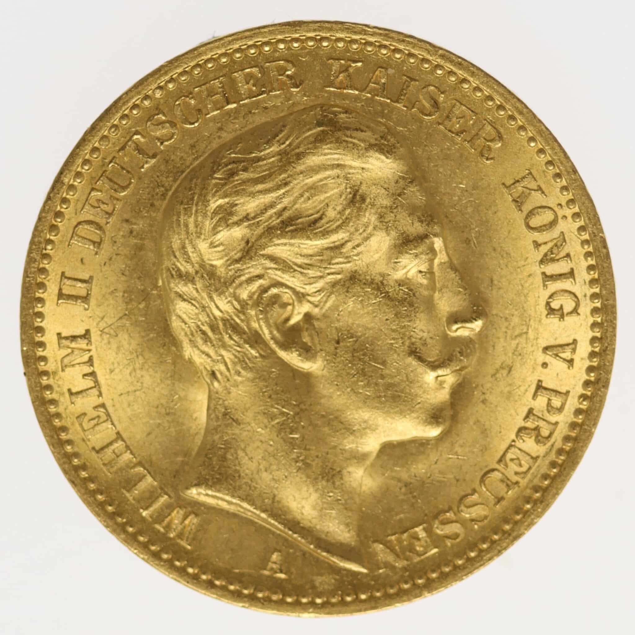 deutsches-kaiserreich-ab-1871 - Preussen Wilhelm II. 20 Mark 1889 A