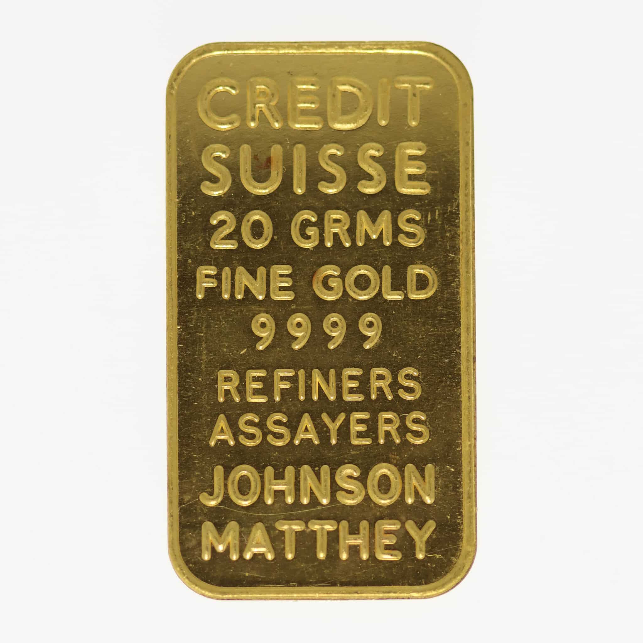 goldbarren - Goldbarren 20 Gramm Johnson Matthey für Credit Suisse