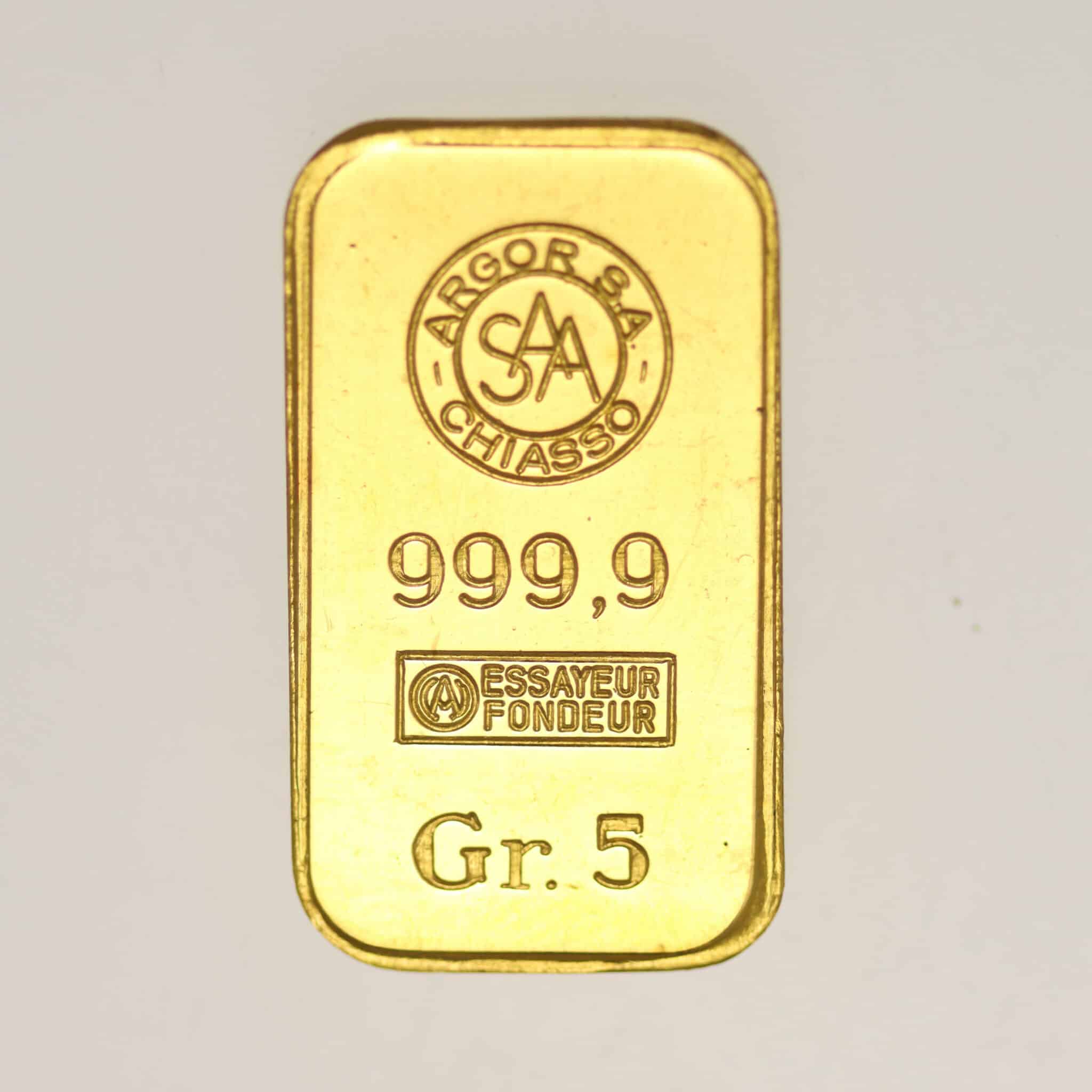 goldbarren - Goldbarren 5 Gramm Argor Chiasso