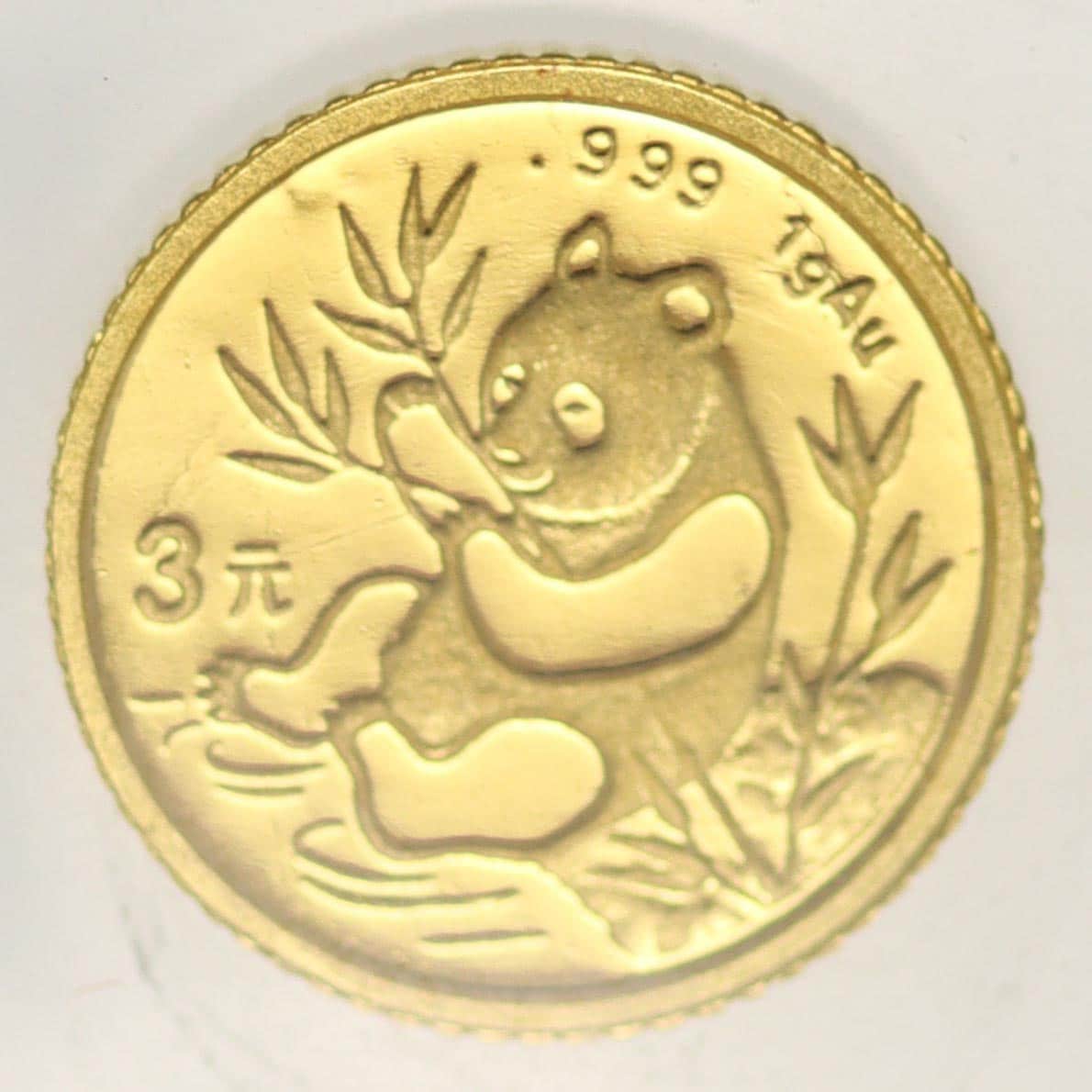 china - China Panda 3 Yuan 1991 1 Gramm