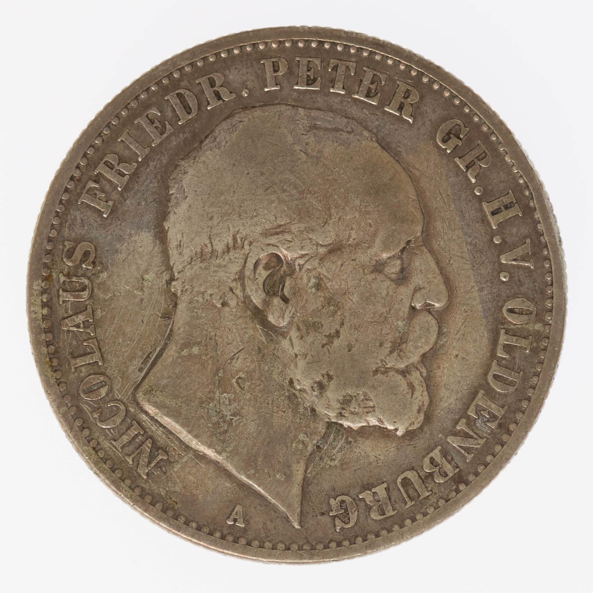 deutsches-kaiserreich-ab-1871-deutsche-silbermuenzen - Oldenburg Nicolaus Friedrich Peter 2 Mark 1891