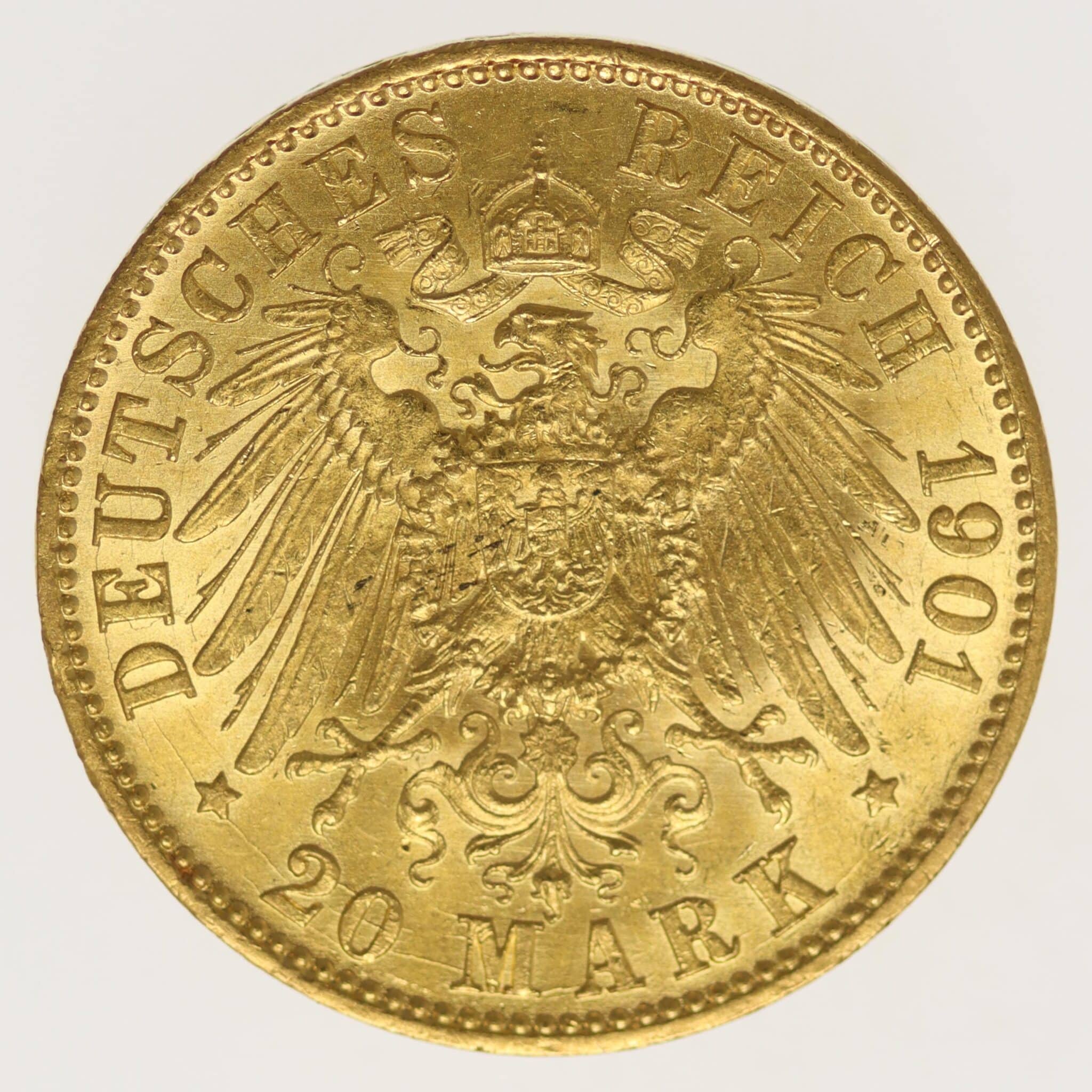 deutsches-kaiserreich-ab-1871 - Preussen Wilhelm II. 20 Mark 1901 A