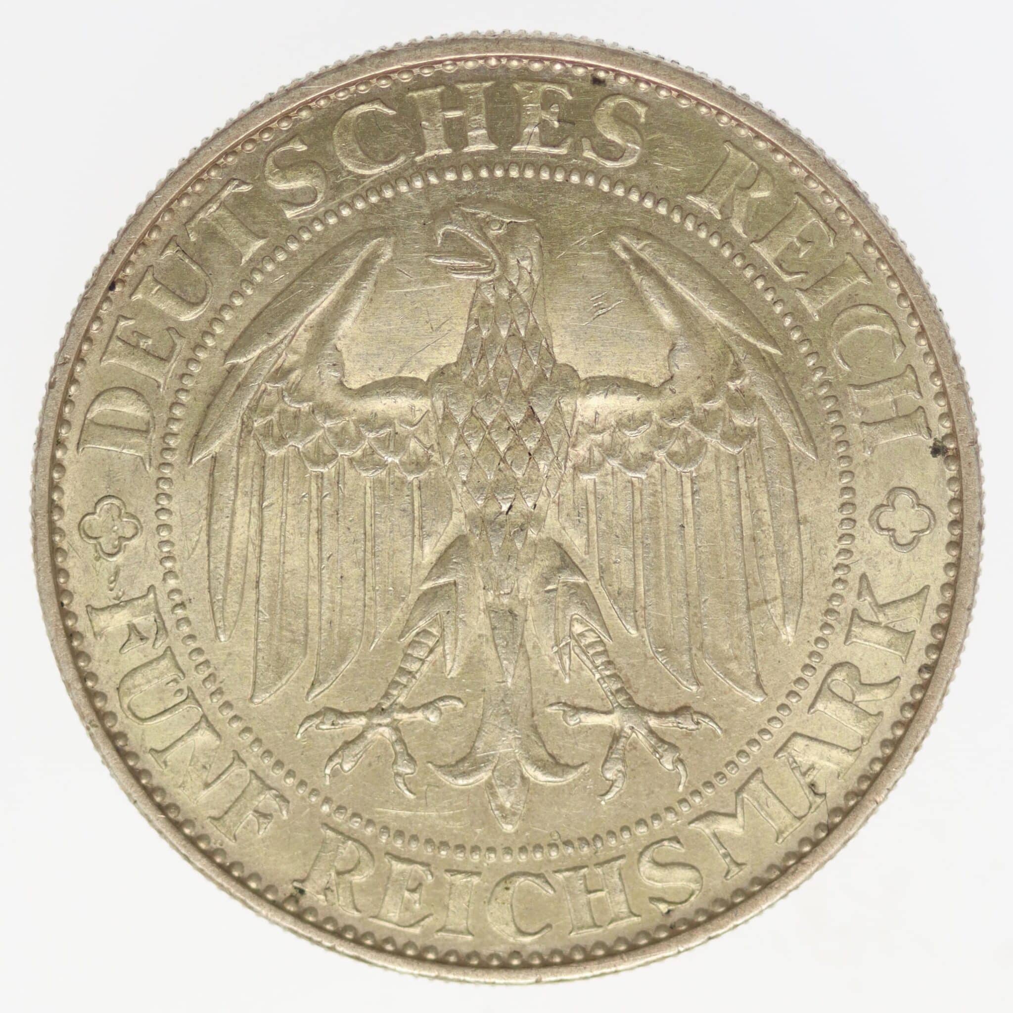 weimarer-republik-deutsche-silbermuenzen - Weimarer Republik 5 Reichsmark 1929 Meißen