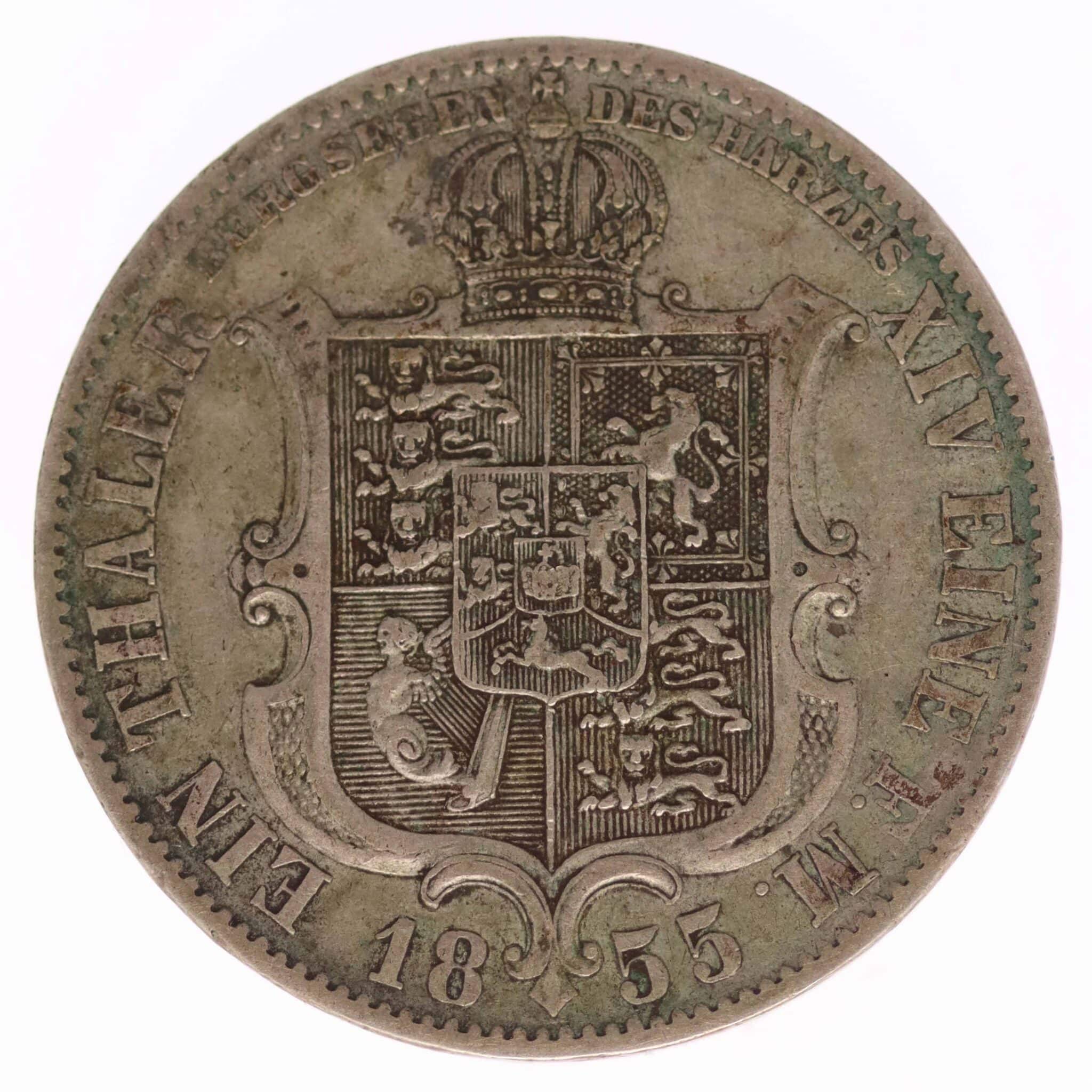 altdeutschland-deutsche-silbermuenzen - Braunschweig Calenberg Hannover Georg V. Vereinstaler 1855