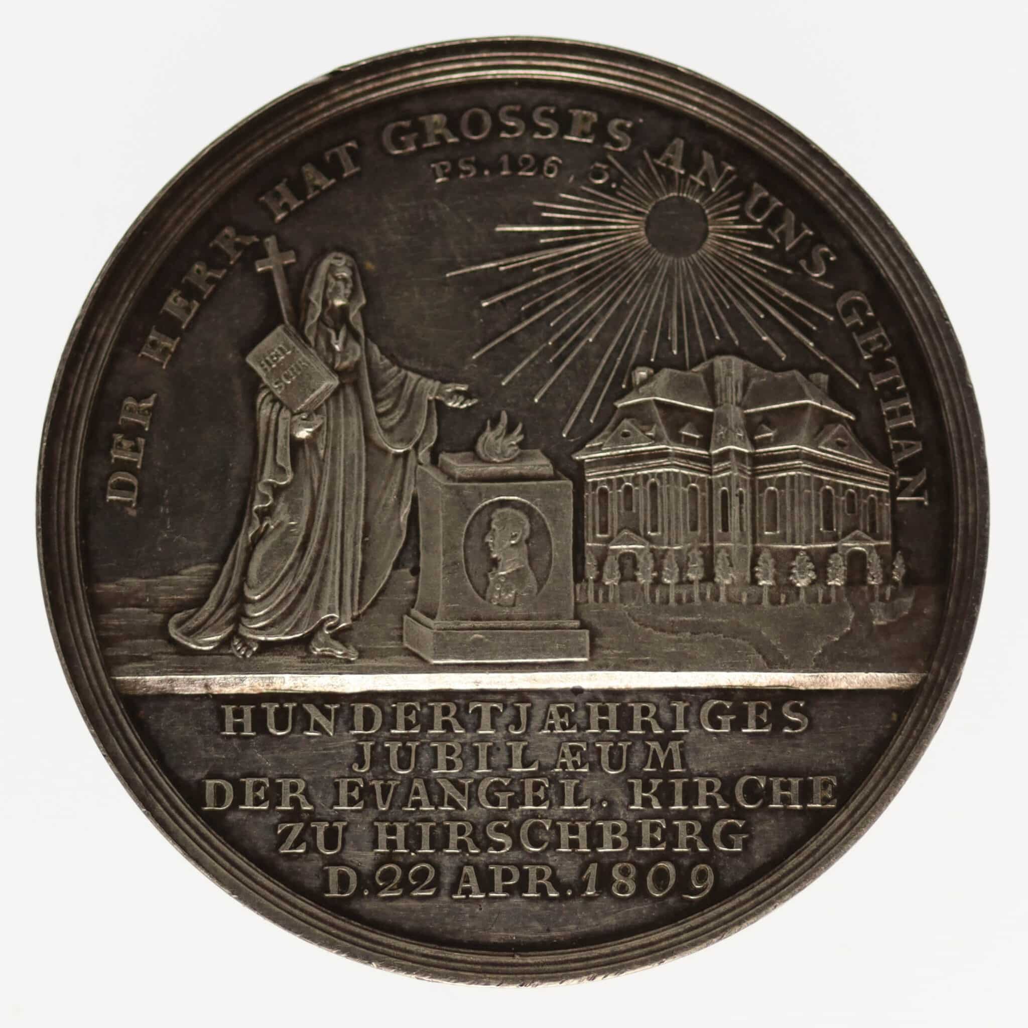 altdeutschland-deutsche-silbermuenzen - Silbermedaille Schlesien Hirschberg 1809