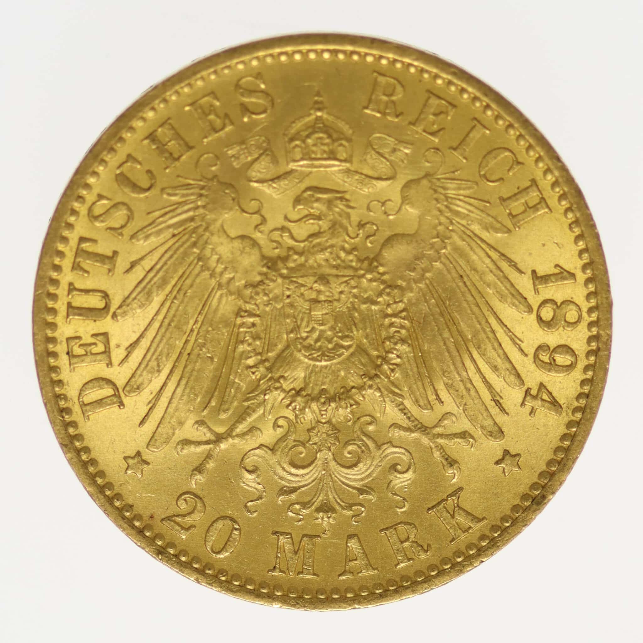 deutsches-kaiserreich-ab-1871 - Preussen Wilhelm II. 20 Mark 1894 A