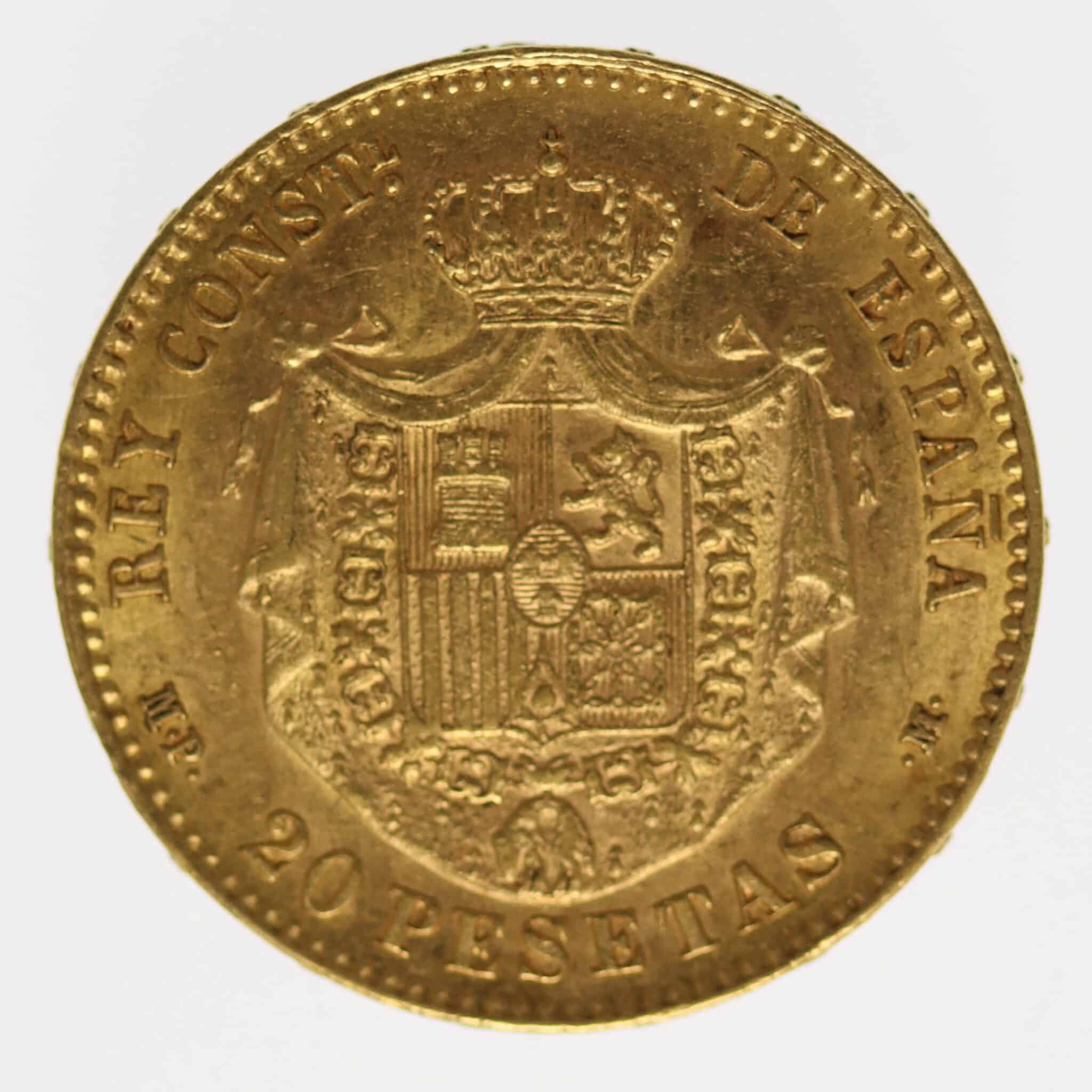 spanien - Spanien Alfonso XIII. 20 Pesetas 1890 / 18-90