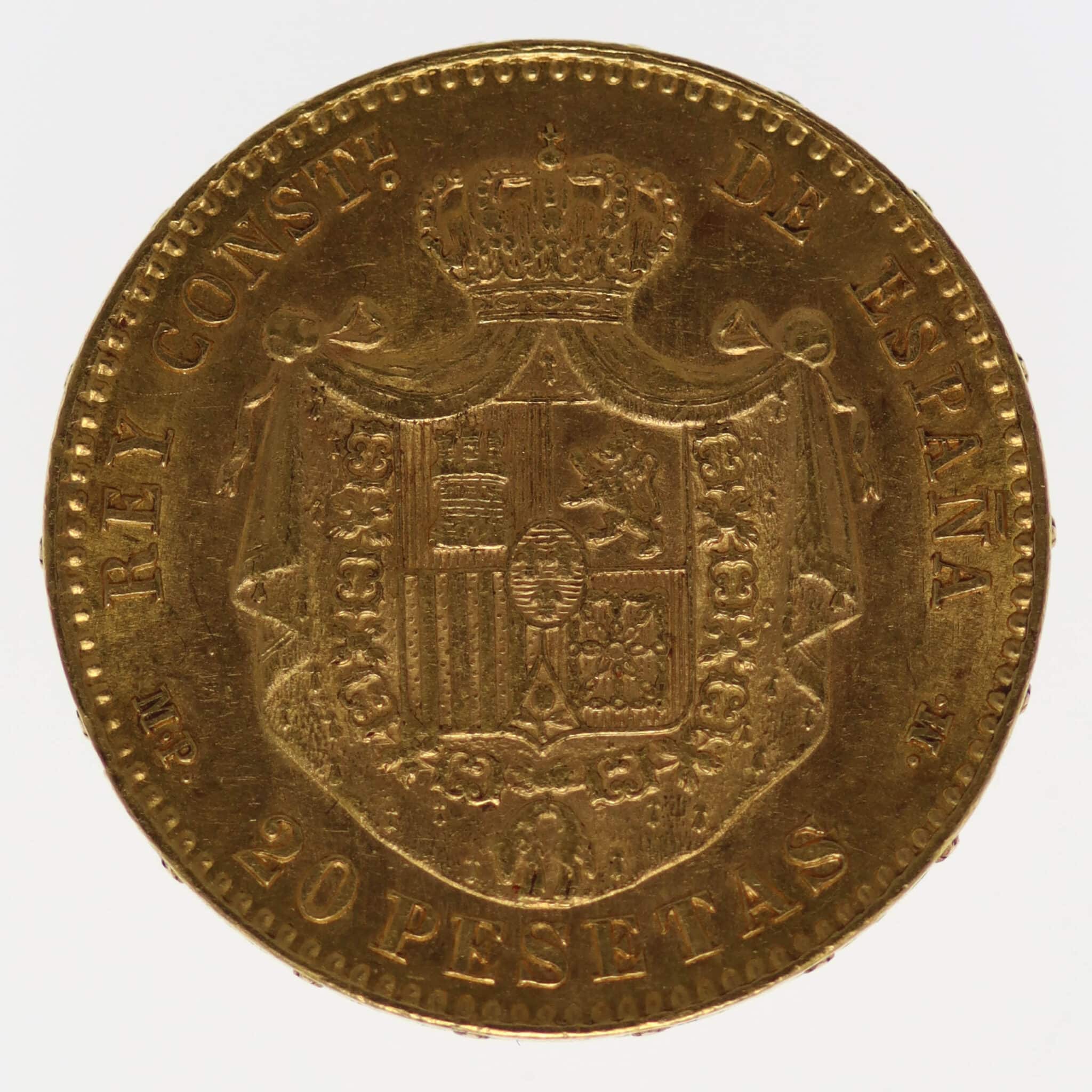 spanien - Spanien Alfonso XIII. 20 Pesetas 1890 / 18-90