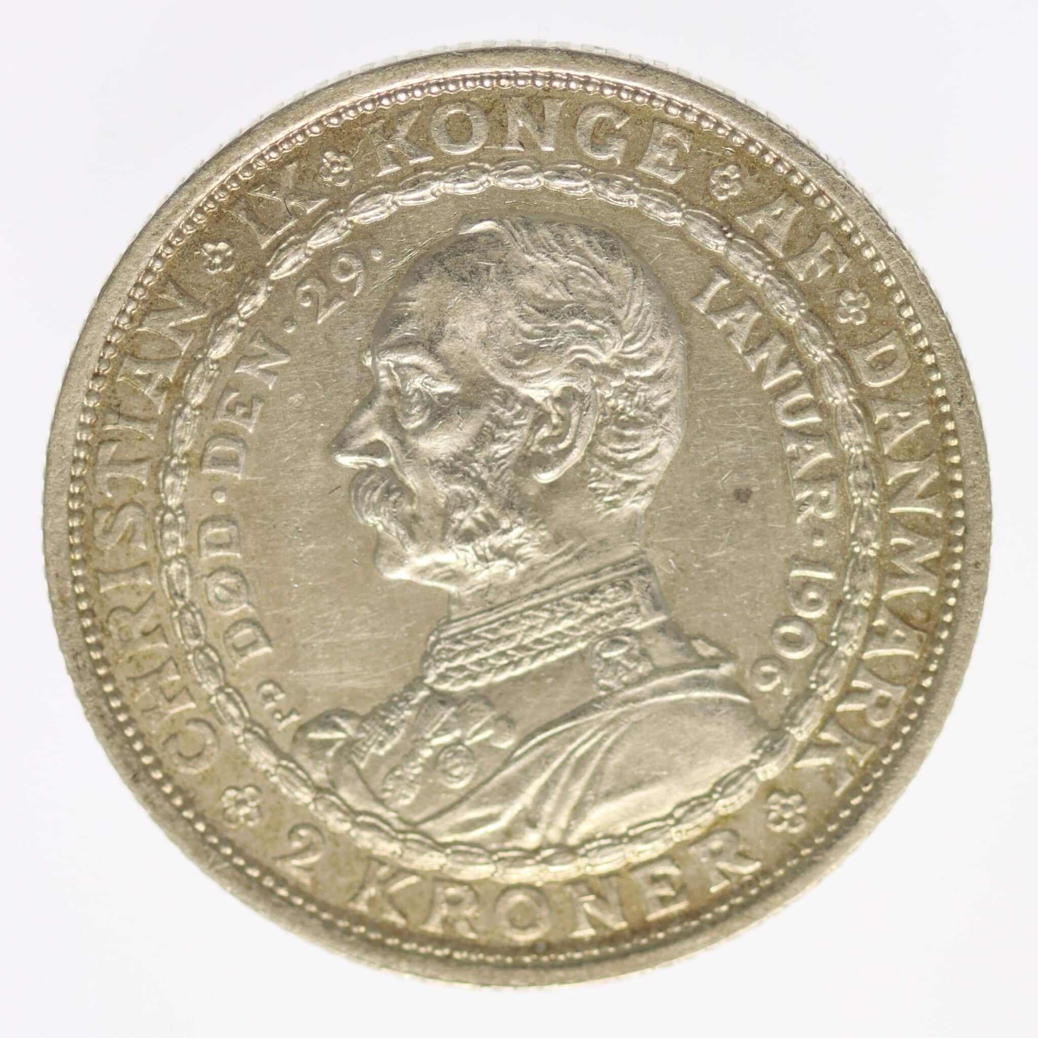 daenemark-silbermuenzen-uebriges-europa - Dänemark Frederik VIII. 2 Kronen 1906