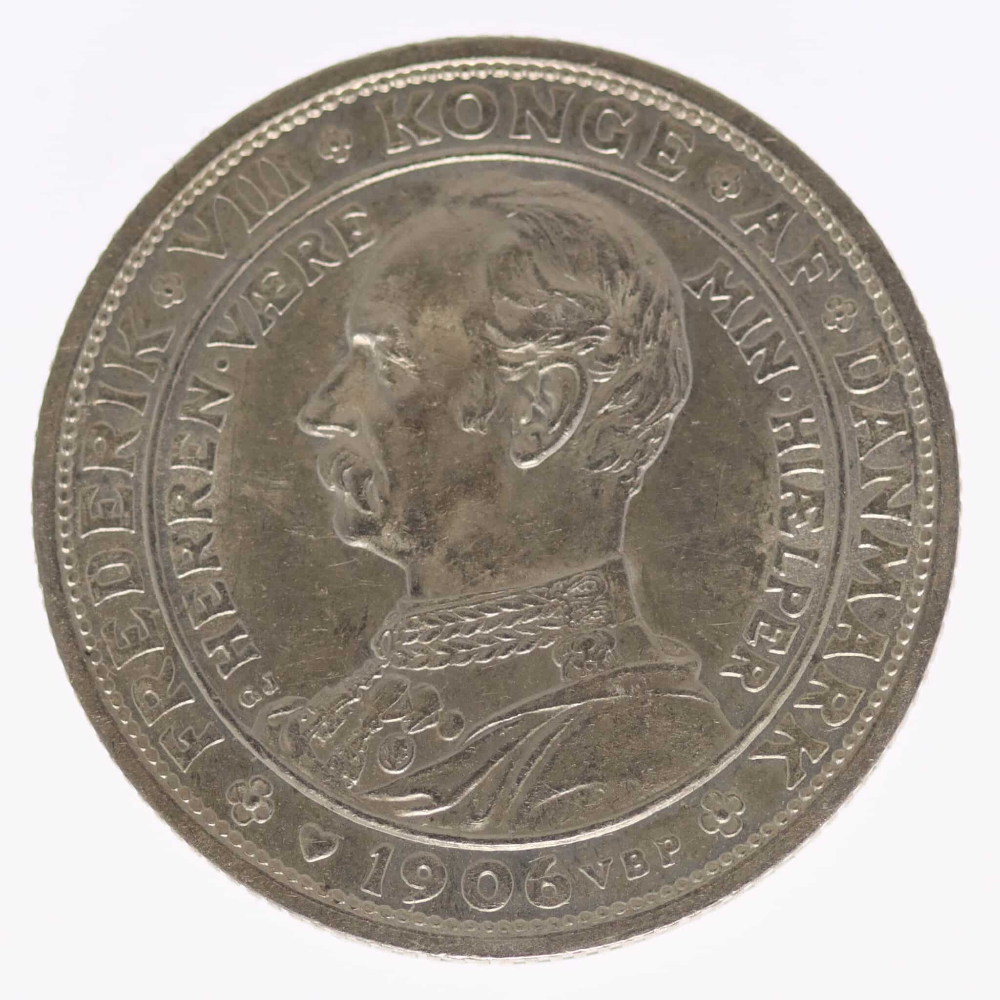 daenemark-silbermuenzen-uebriges-europa - Dänemark Frederik VIII. 2 Kronen 1906