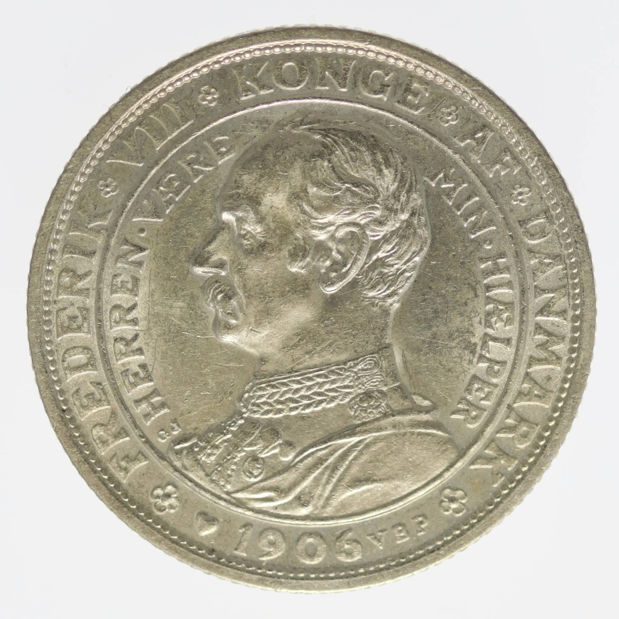 daenemark-silbermuenzen-uebriges-europa - Dänemark Frederik VIII. 2 Kronen 1906
