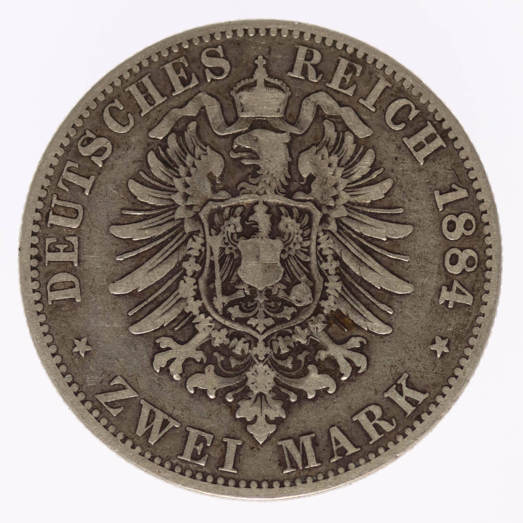 deutsches-kaiserreich-ab-1871-deutsche-silbermuenzen - Reuss jüngere Linie Heinrich XIV. 2 Mark 1884 A
