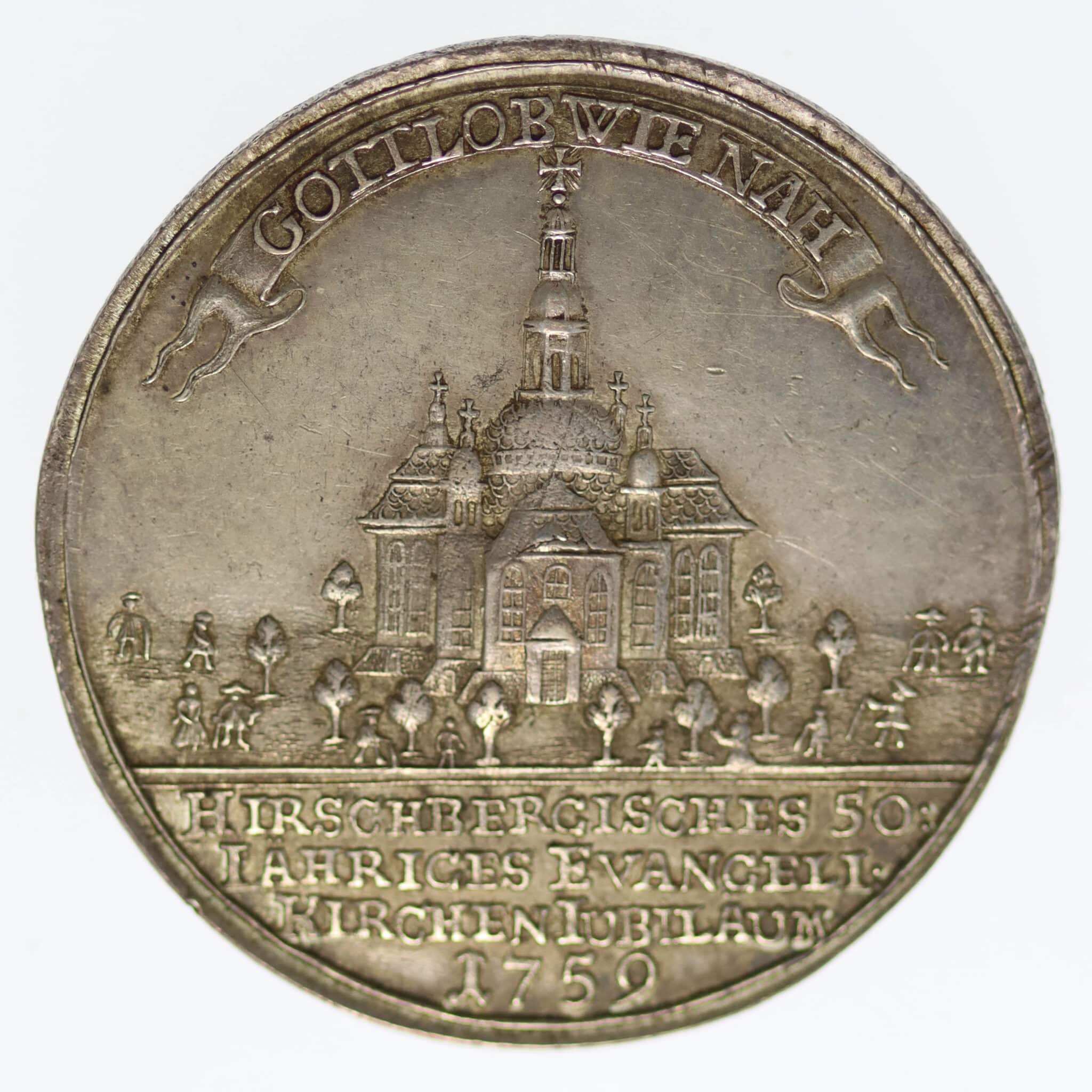 altdeutschland-deutsche-silbermuenzen - Silbermedaille Schlesien Hirschberg 1759