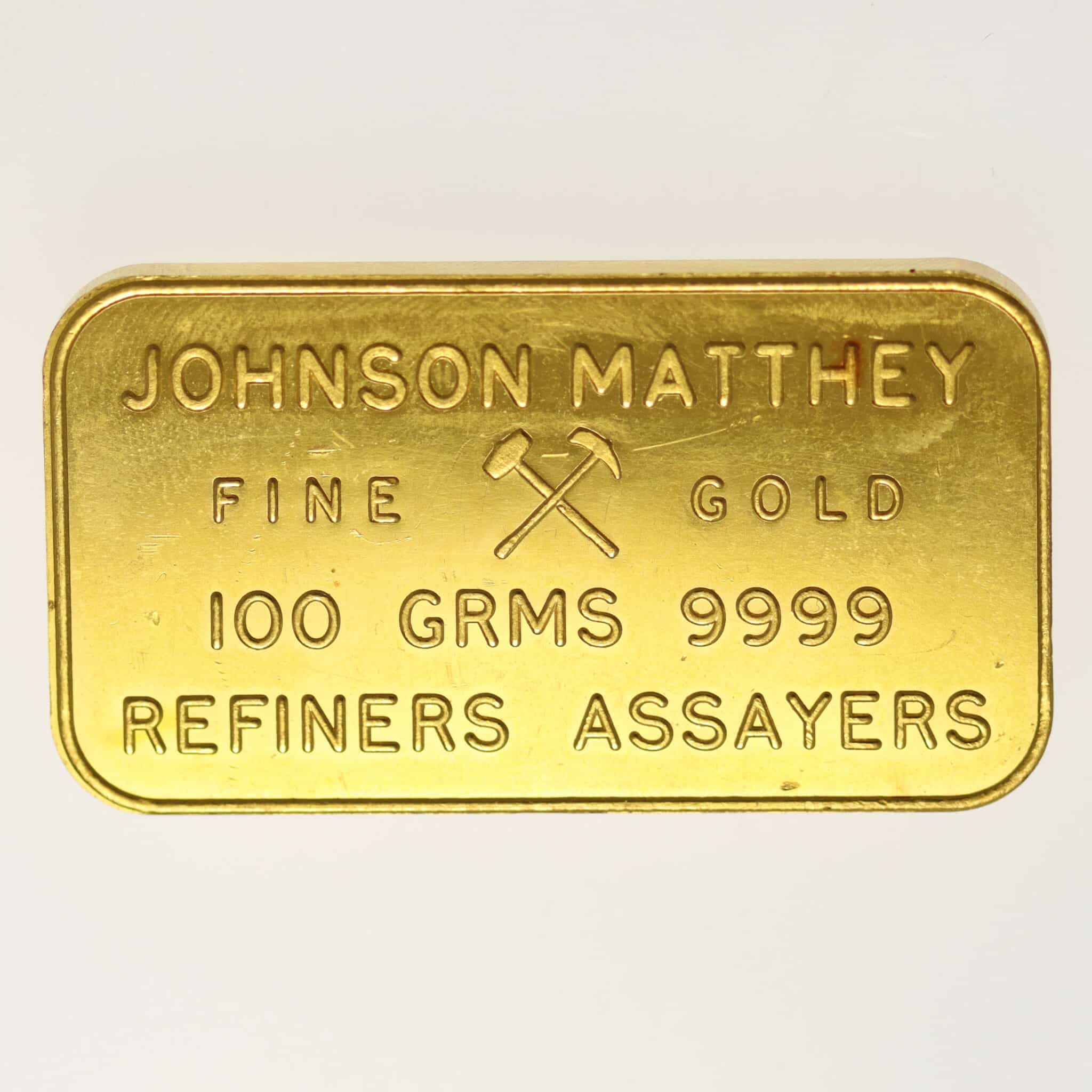 goldbarren - Goldbarren 100 Gramm Johnson Matthey für HBZ