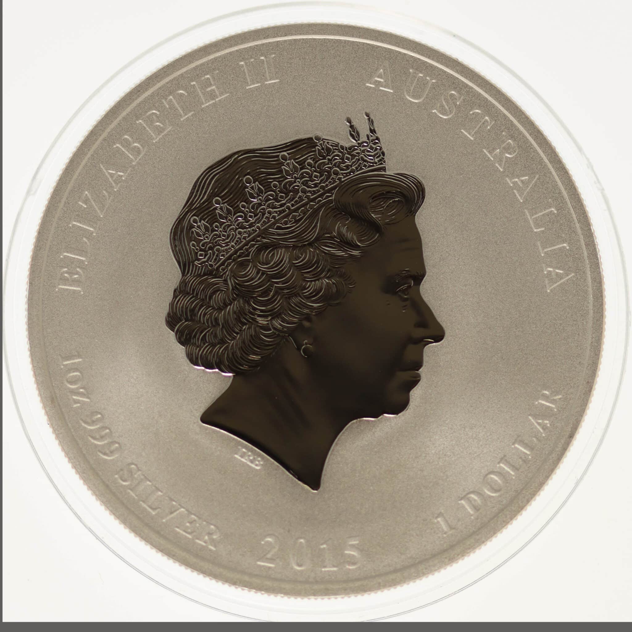 australien-silbermuenzen-uebrige-welt - Australien Elisabeth II. 1 Dollar 2015 Lunar II Ziege Privymark Löwe