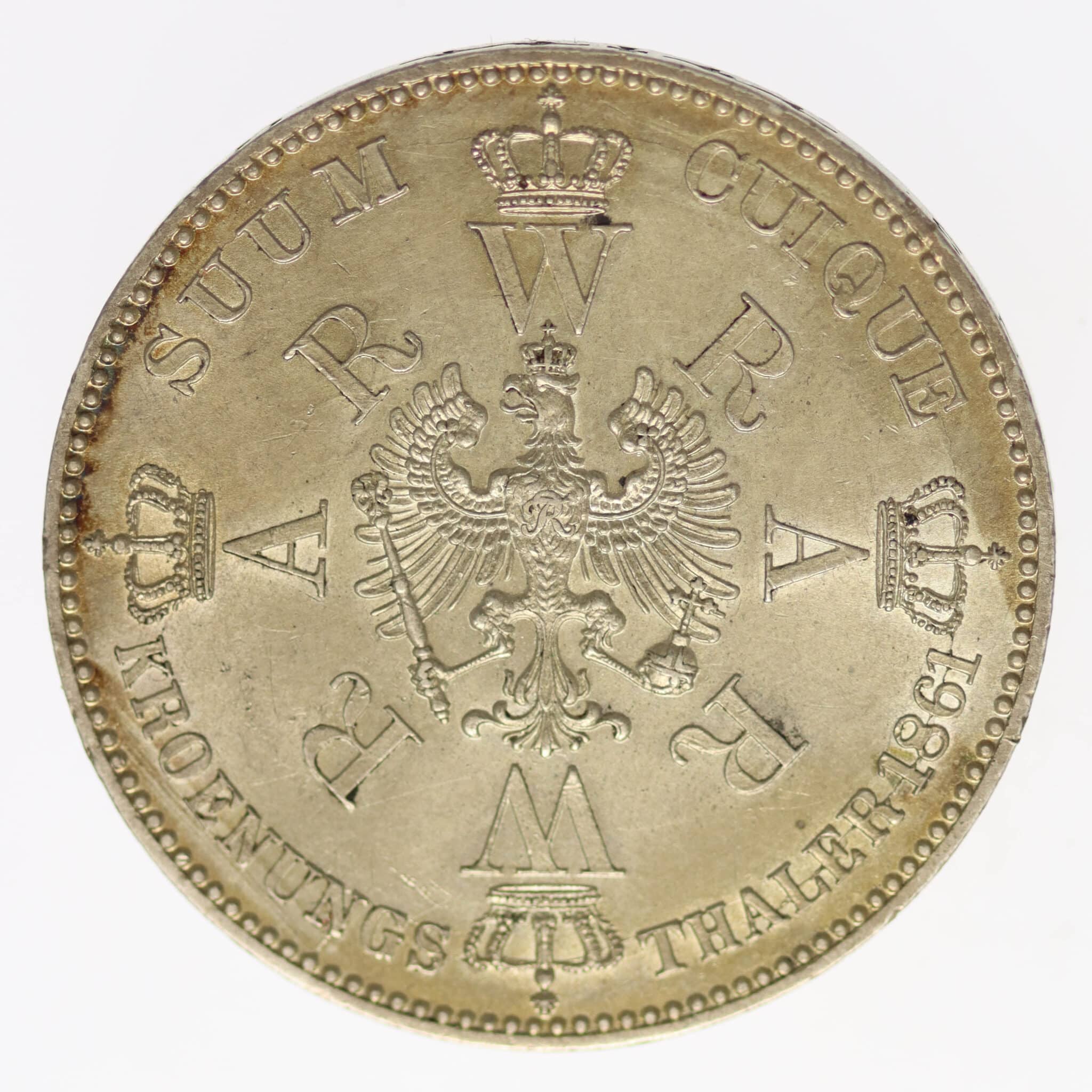 altdeutschland-deutsche-silbermuenzen - Preussen Wilhelm I. Vereinstaler 1861