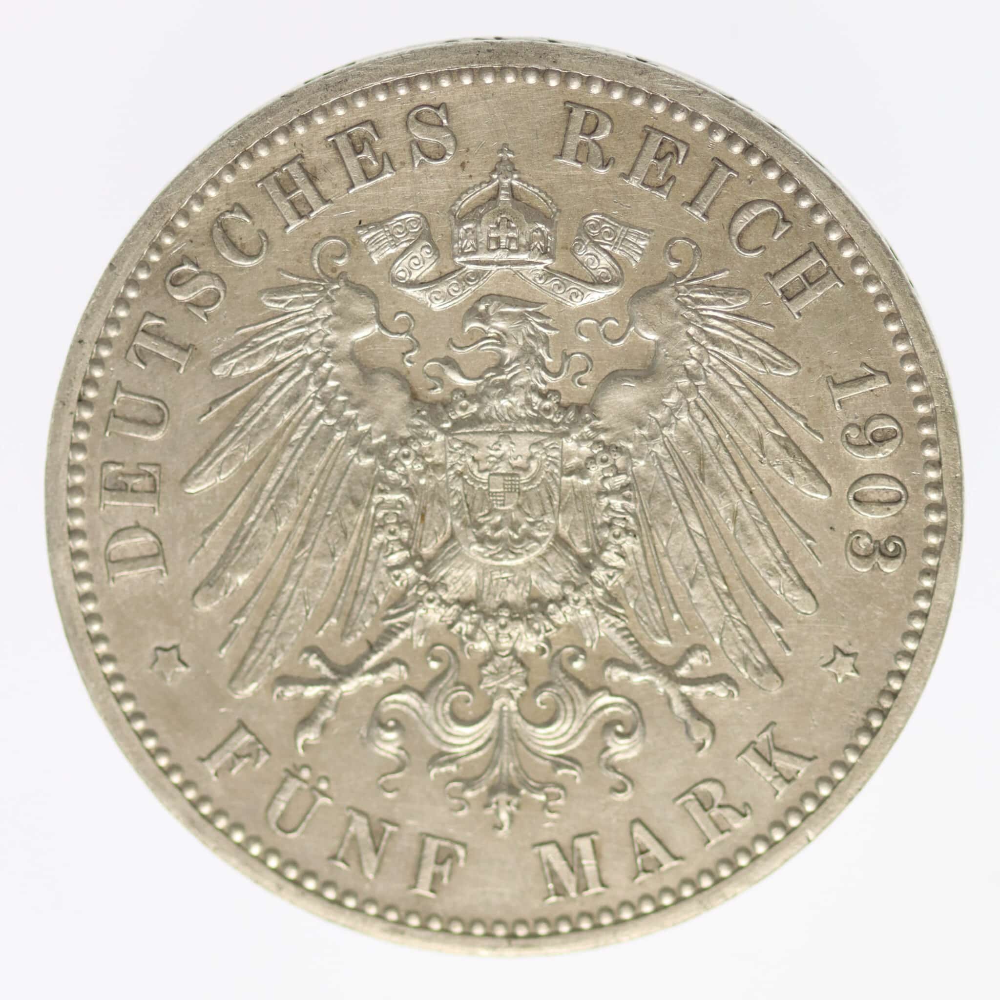 deutsches-kaiserreich-ab-1871-deutsche-silbermuenzen - Sachsen Weimar Eisenach Wilhelm Ernst 5 Mark 1903