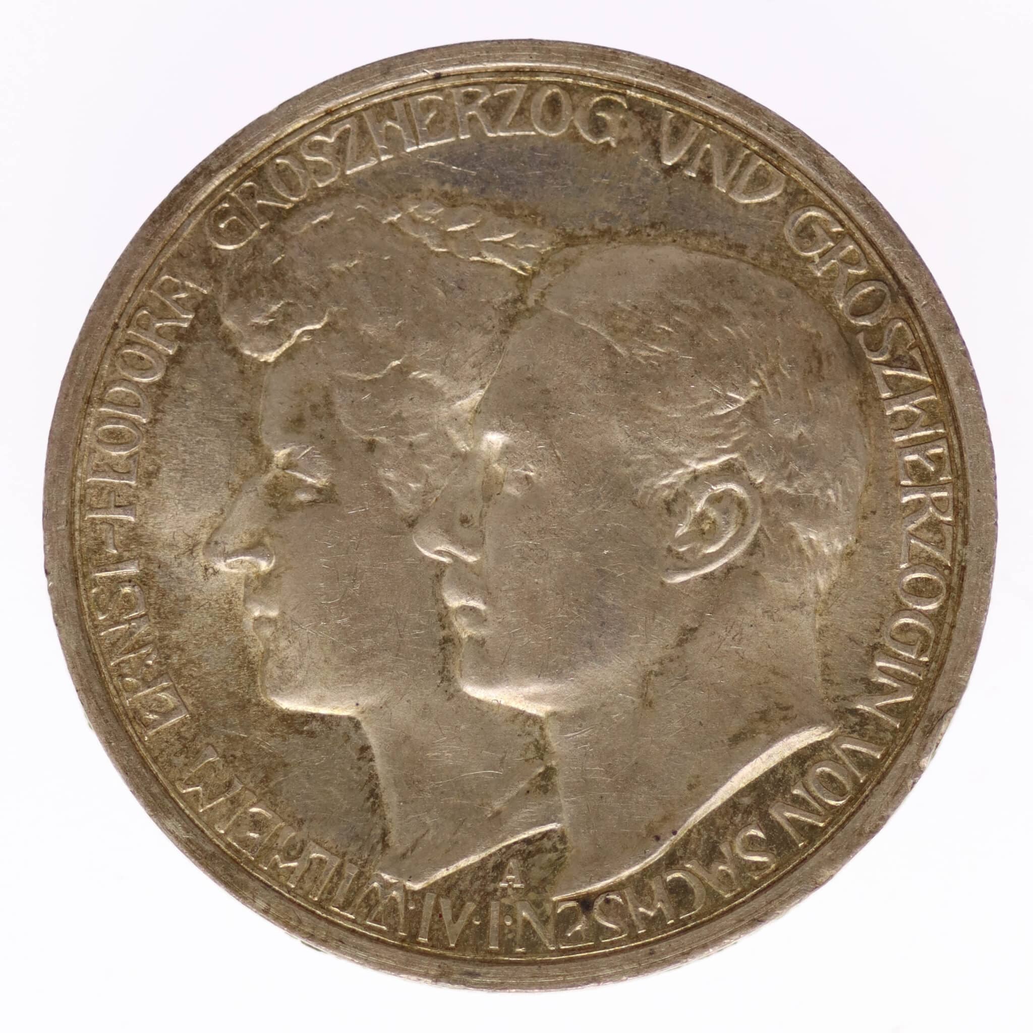 deutsches-kaiserreich-ab-1871-deutsche-silbermuenzen - Sachsen Weimar Eisenach Wilhelm Ernst 3 Mark 1910