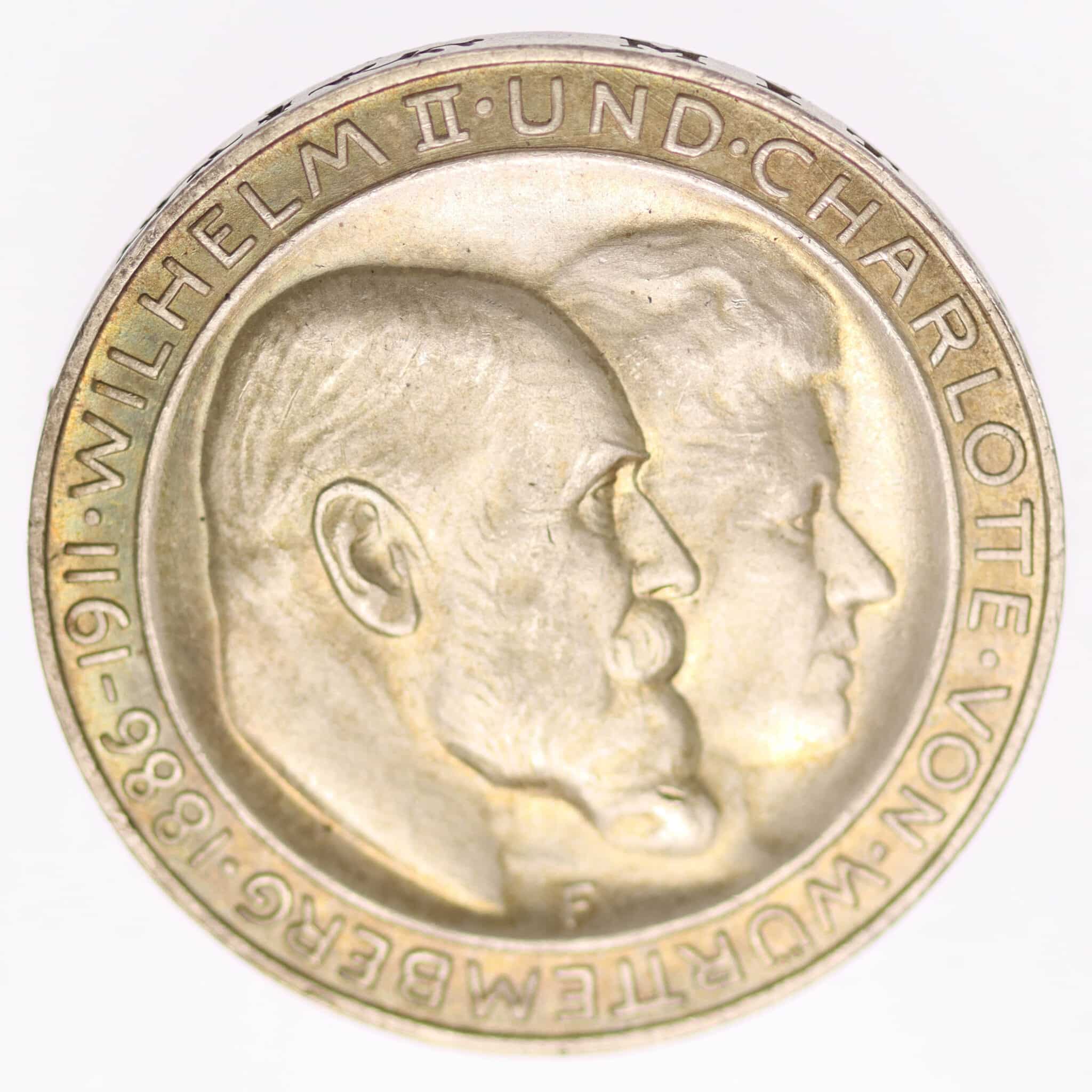 deutsches-kaiserreich-ab-1871-deutsche-silbermuenzen - Württemberg Wilhelm II. 3 Mark 1911