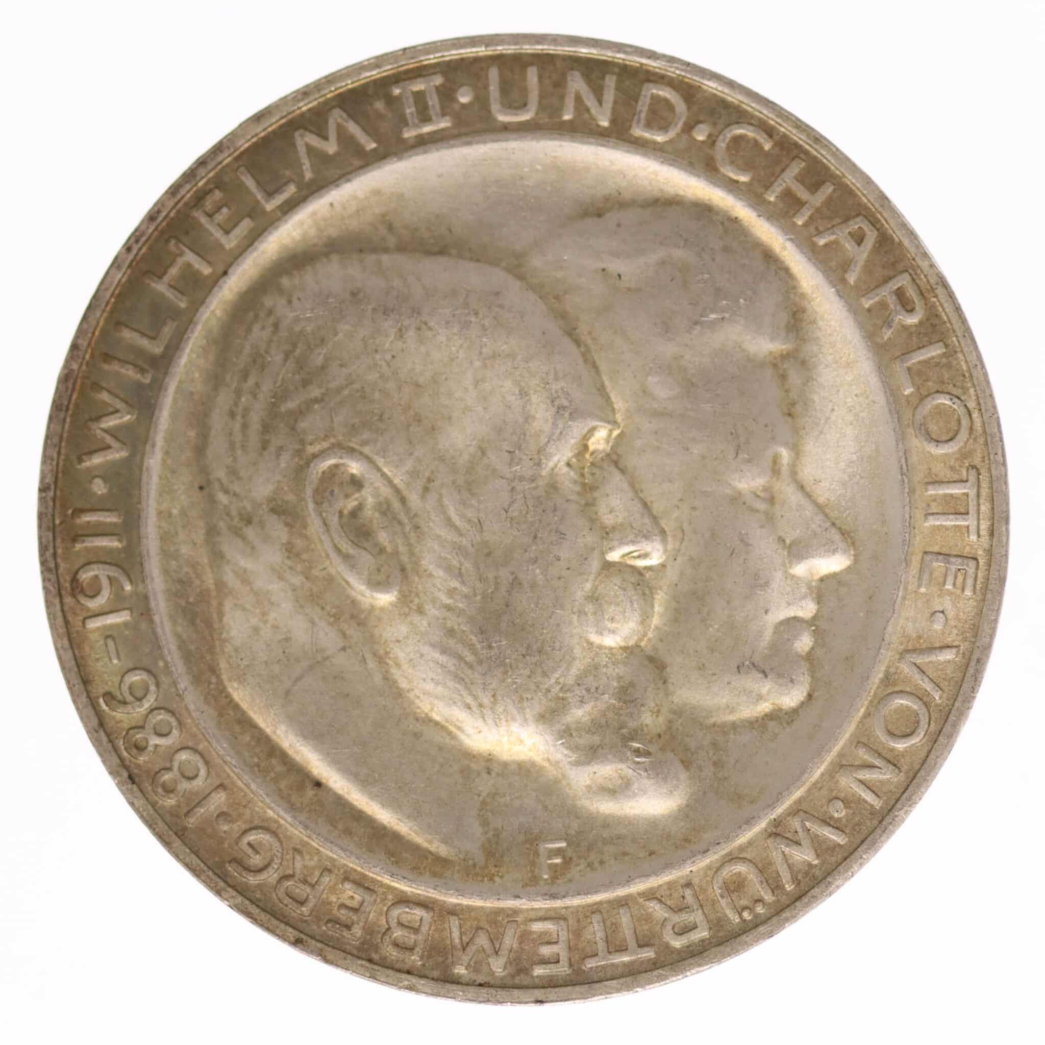 deutsches-kaiserreich-ab-1871-deutsche-silbermuenzen - Württemberg Wilhelm II. 3 Mark 1911