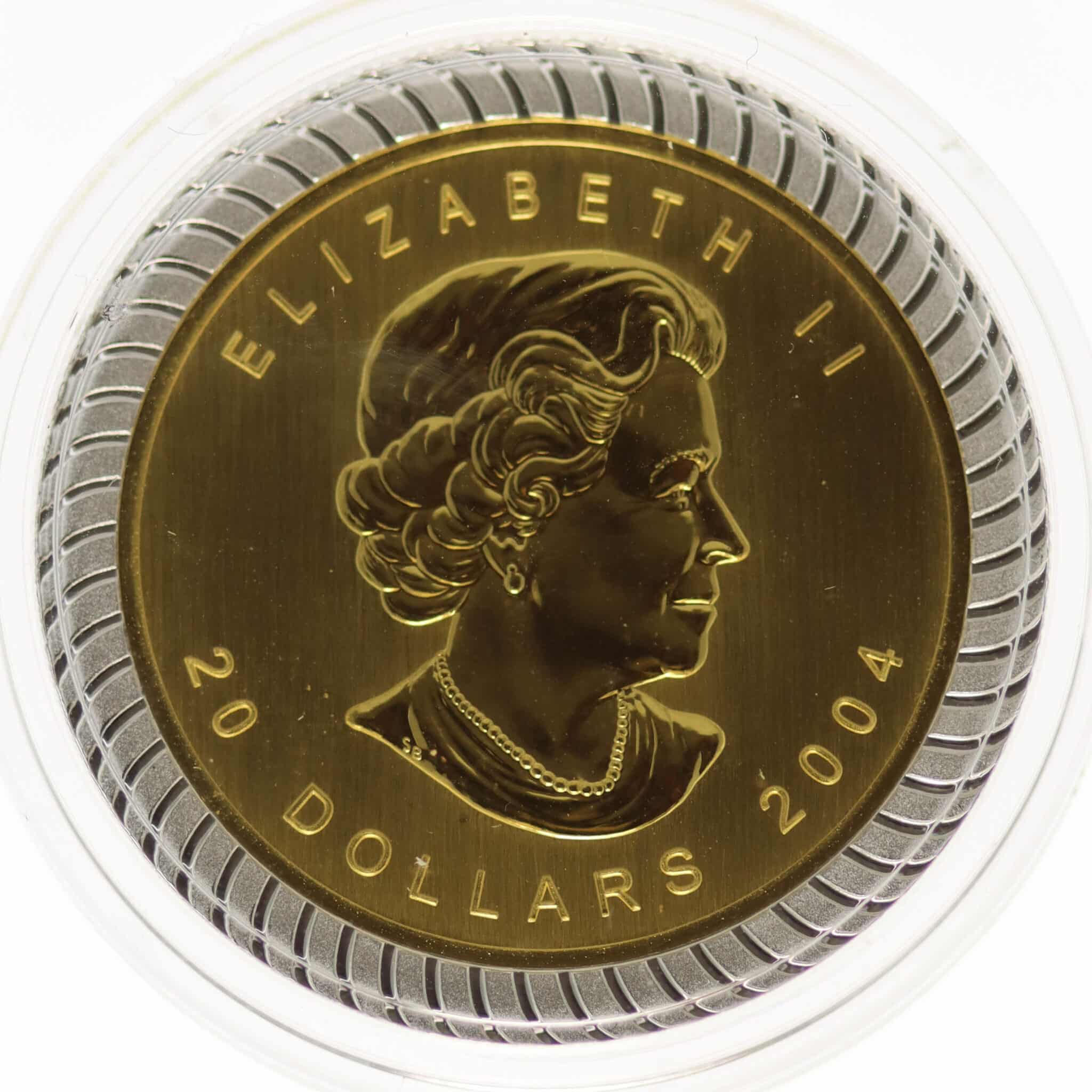 kanada - Kanada Elisabeth II. 20 Dollars 2004 1/2 OZ Maple Leaf Bimetall