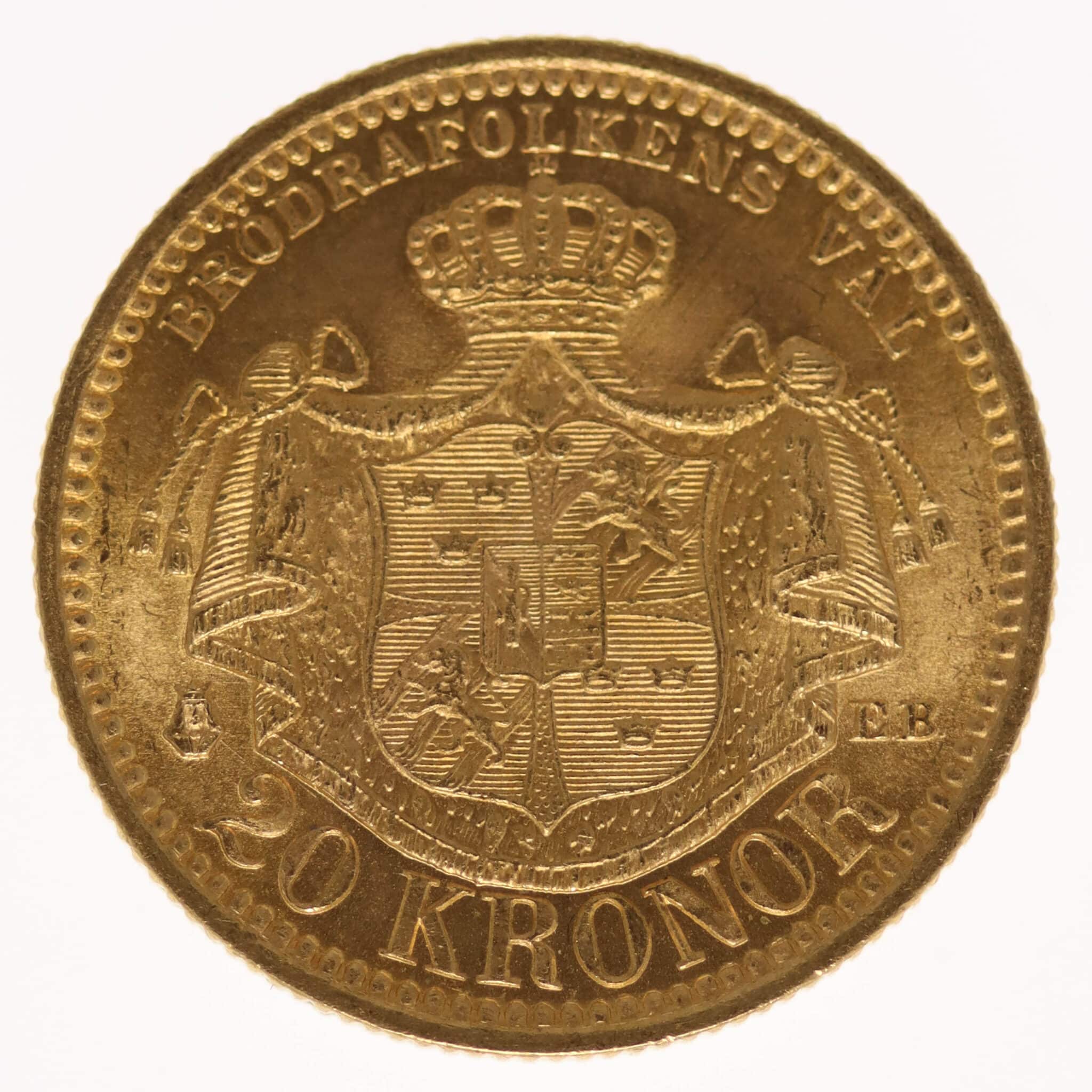 schweden - Schweden Oskar II. 20 Kronen 1889 E.B.