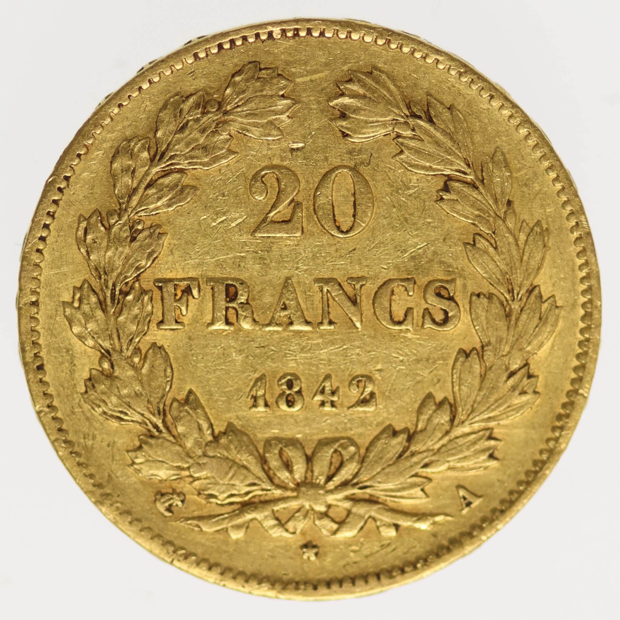 frankreich - Frankreich Louis Philippe I. 20 Francs 1842 A