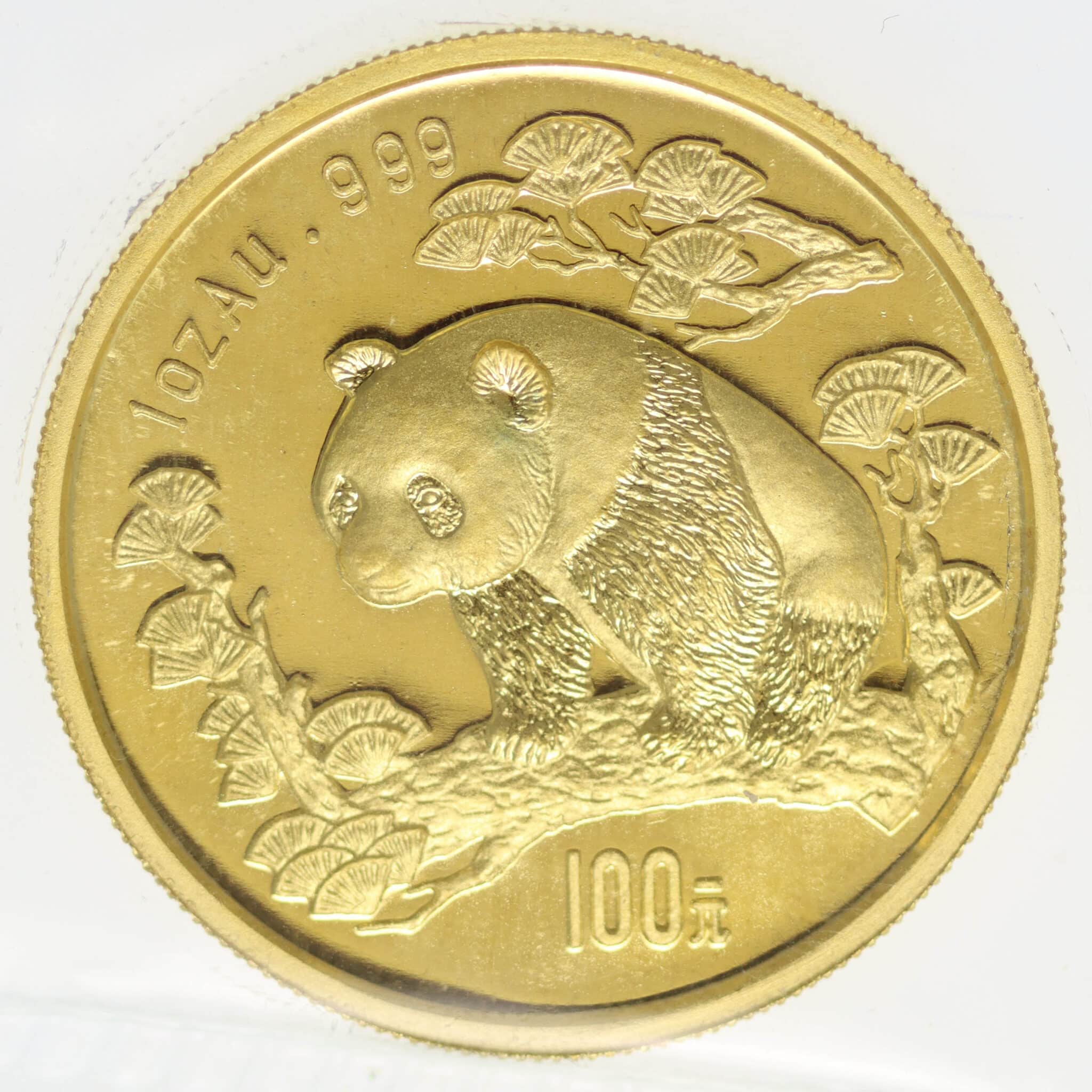china - China 100 Yuan 1997 Panda Unze