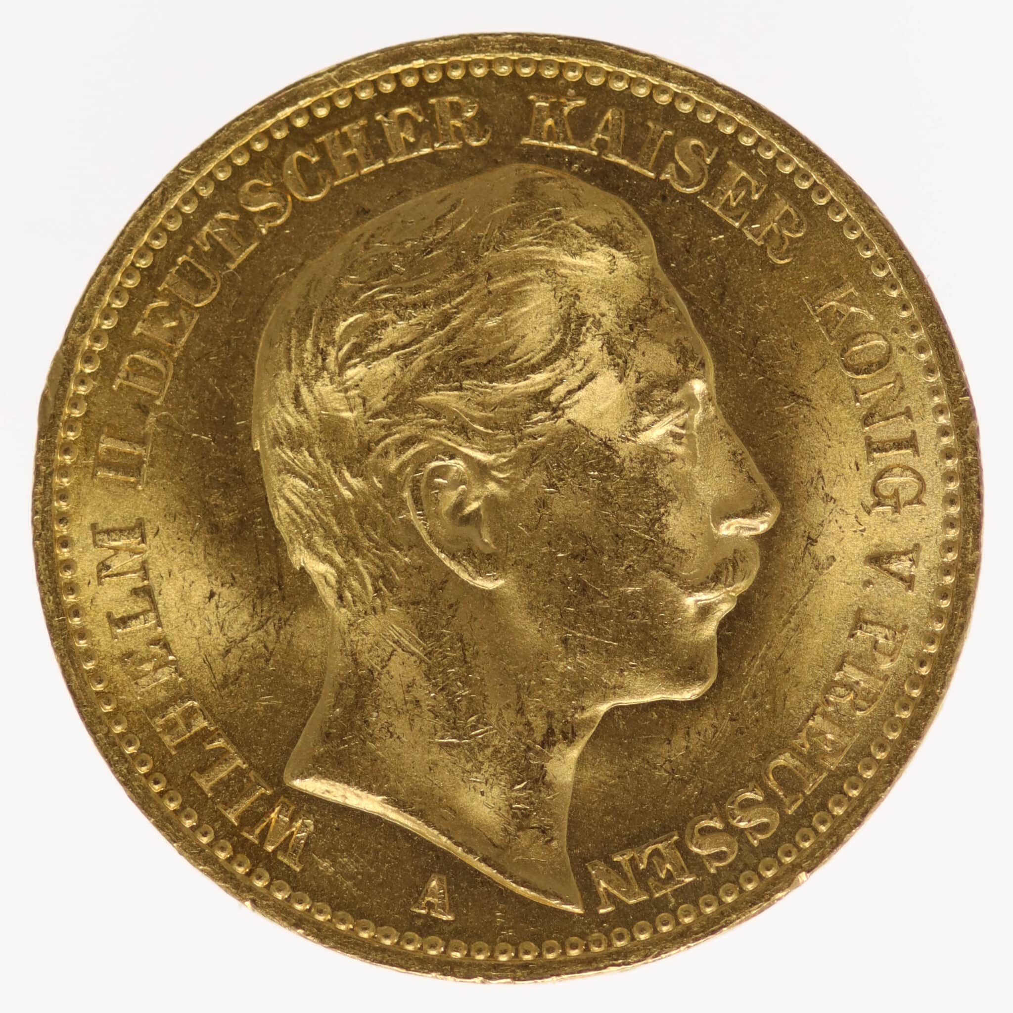 deutsches-kaiserreich-ab-1871 - Preussen Wilhelm II. 20 Mark 1889 A